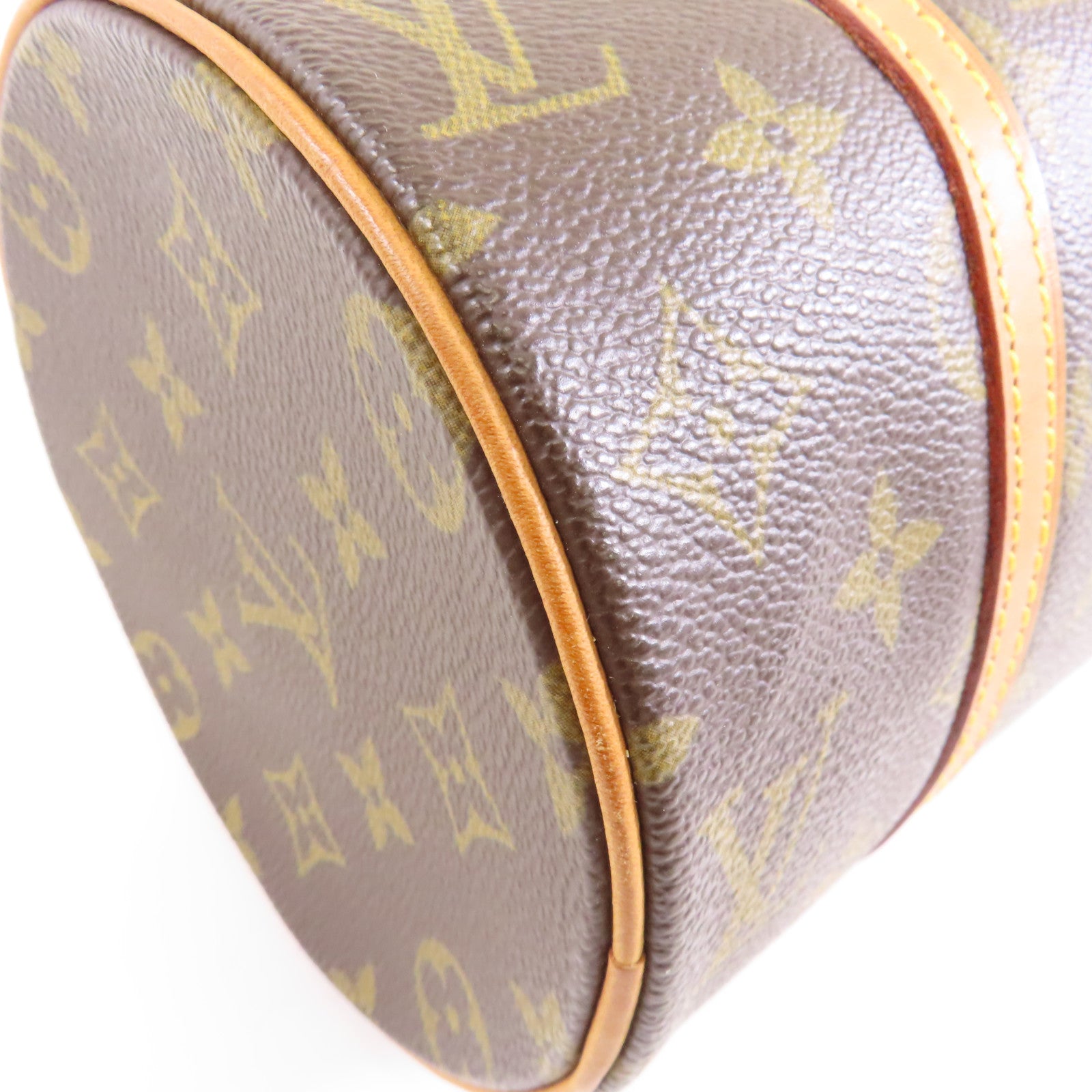 LOUIS VUITTON Monogram Papillon PM金扣手挽袋棕色