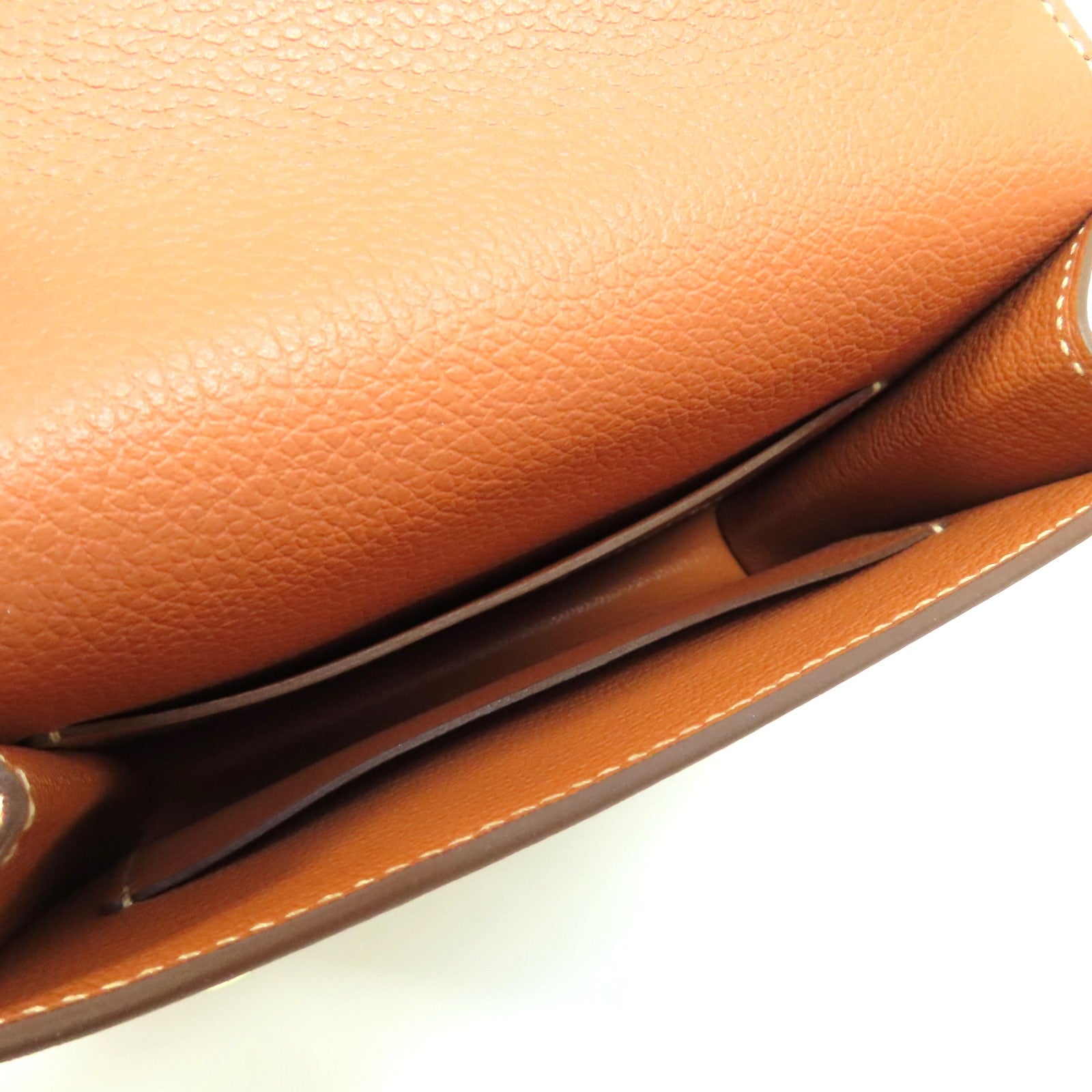 HERMES Evercolor皮革Roulis Slim金扣錢包啡色