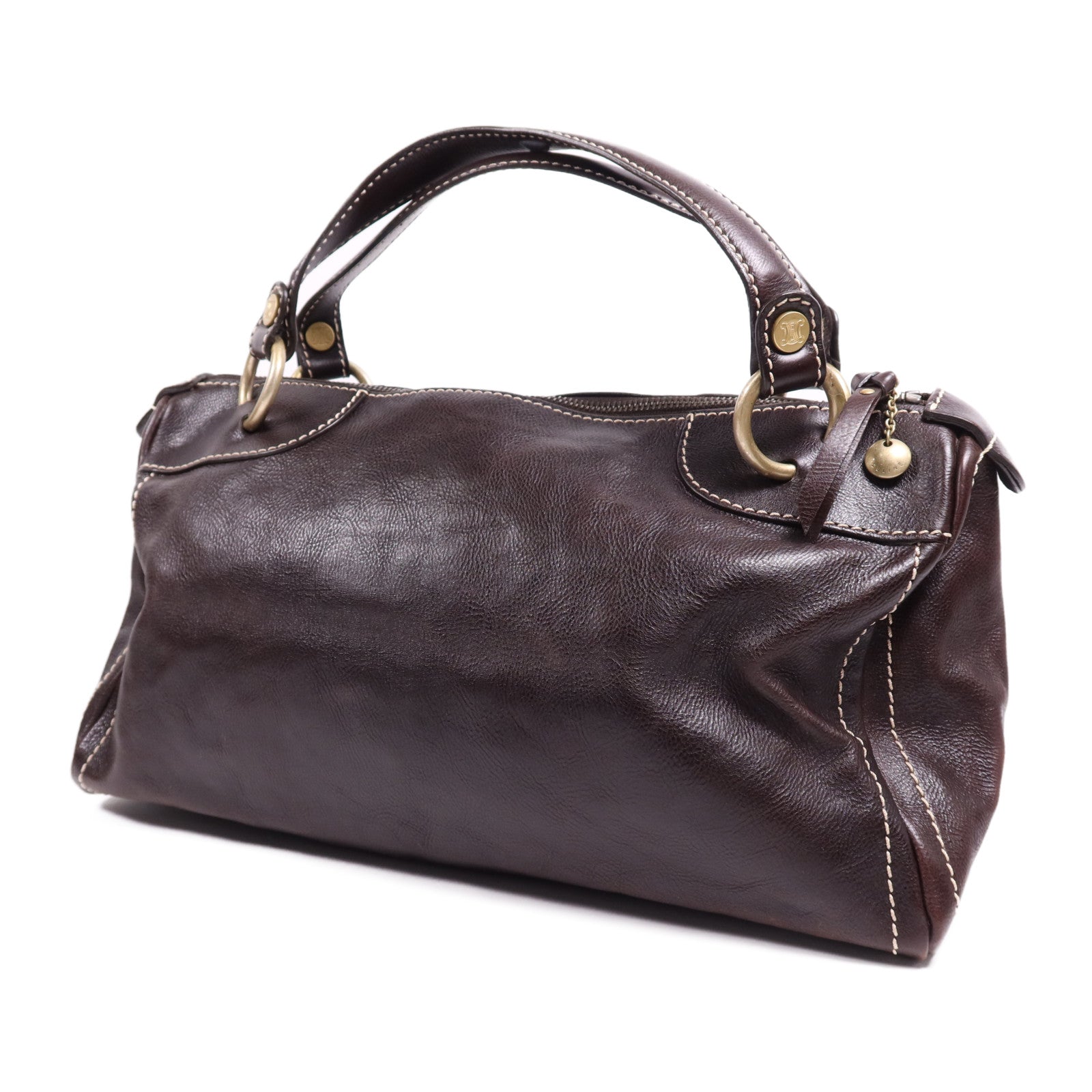 CELINE 牛皮皮革Bowling Bag金扣肩背袋