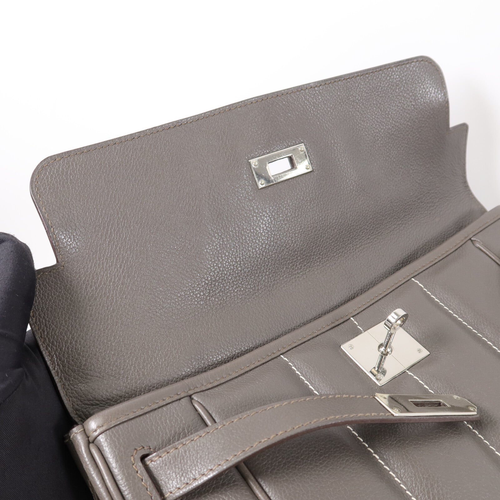 HERMES Evercoler皮革Berline 28肩背袋Gray