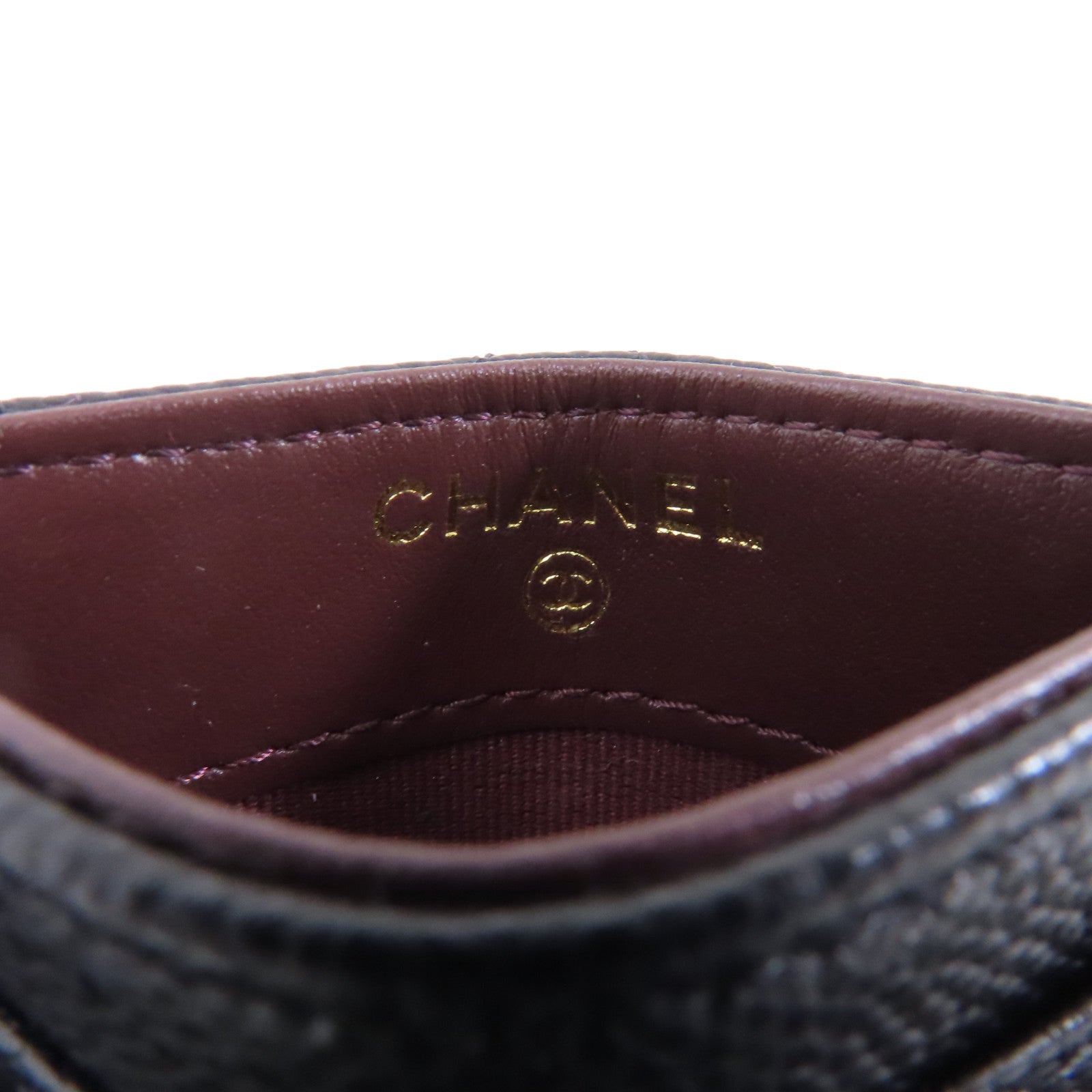 CHANEL 菱格Caviar皮革Card Case金扣卡片套黑色
