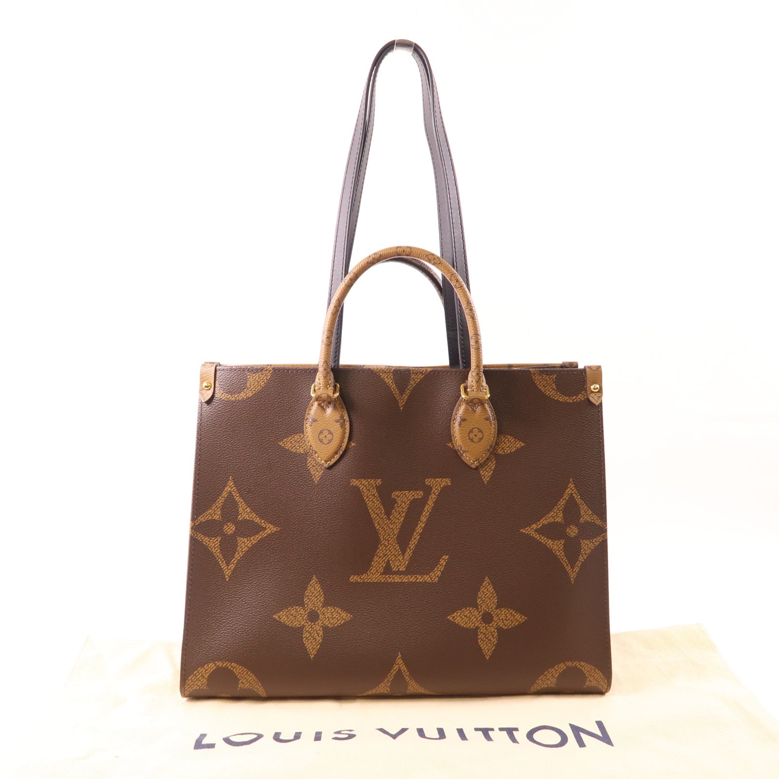LOUIS VUITTON Monogram Giant On The Go MM金扣手挽肩背兩用袋