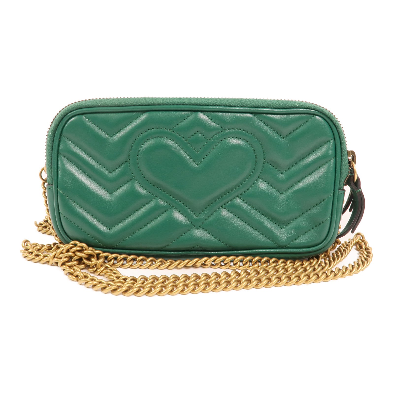 GUCCI 牛皮皮革GG Marmont Mini Chain Bag金扣鏈帶肩背袋