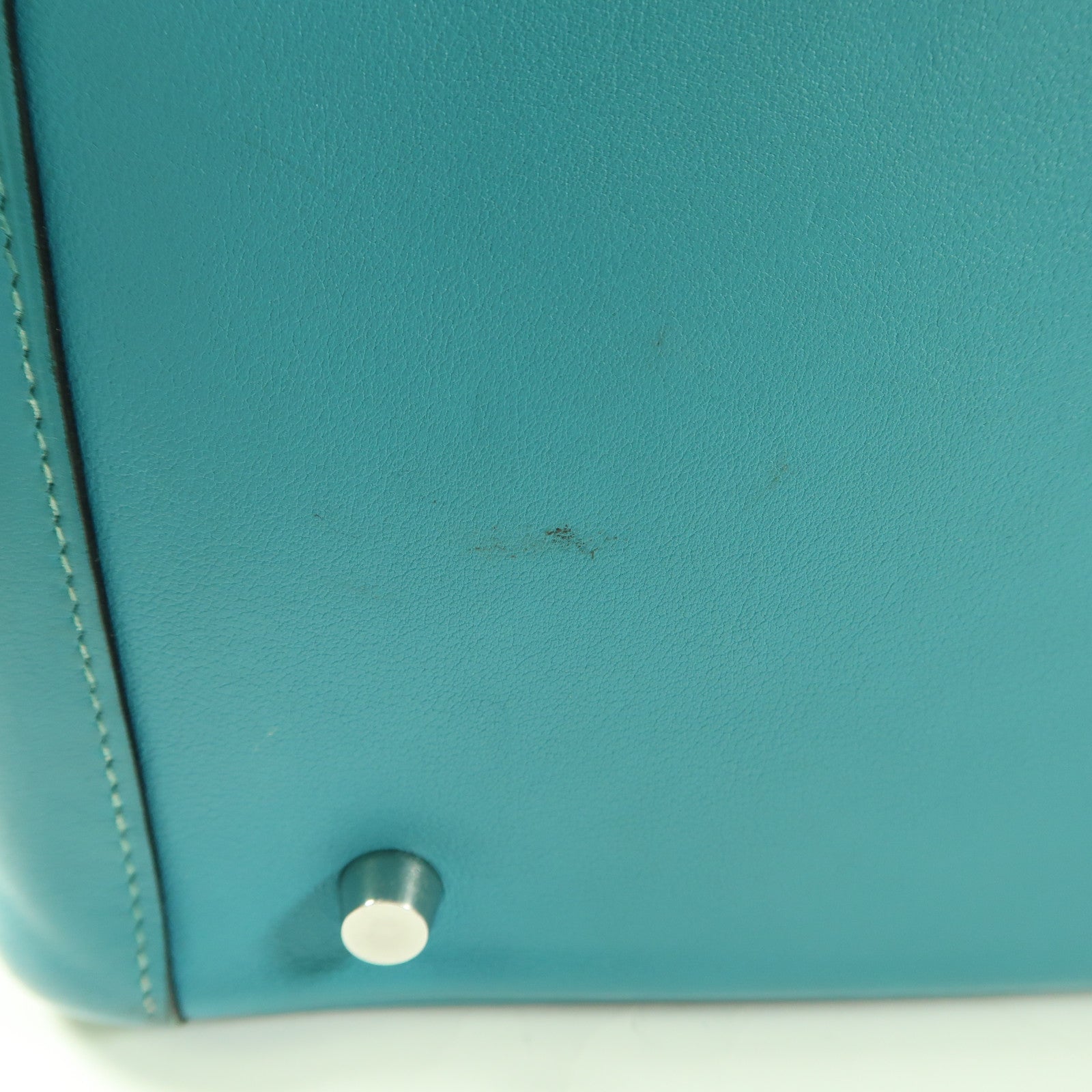 HERMES PHW Lindy 30 2 Way Shoulder Handbag Swift Leather Bleu Paon Green