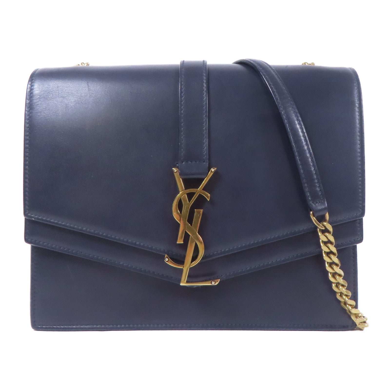 SAINT LAURENT 牛皮皮革Chain Shoulder金扣鏈帶肩背袋