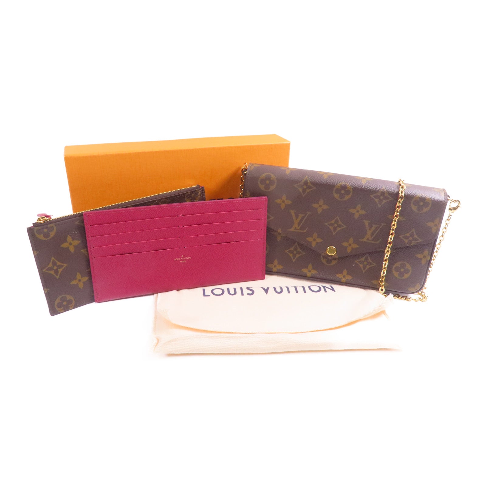 LOUIS VUITTON Monogram Pochette Felicie金扣鏈帶肩背袋