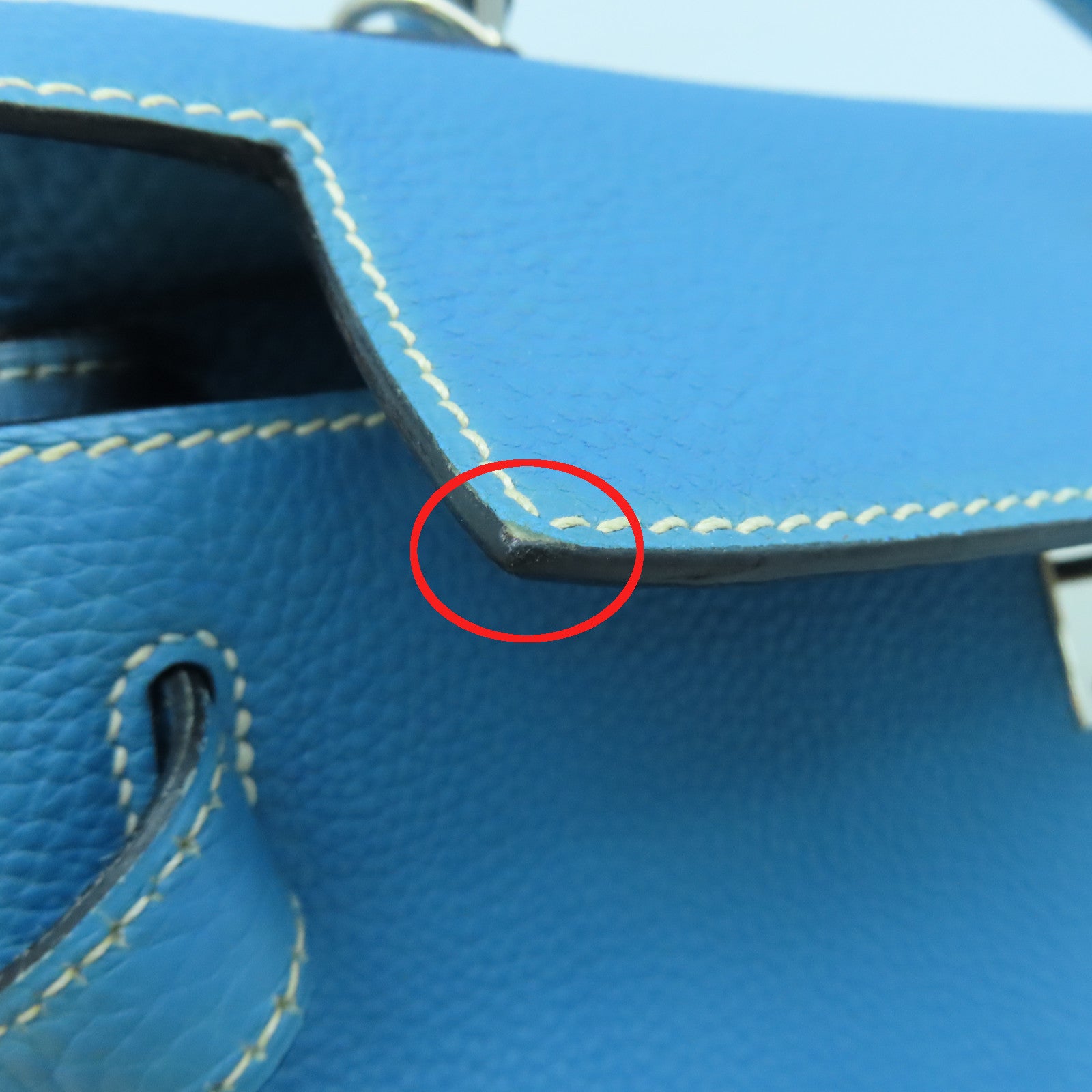 HERMES 【激減優惠】Togo皮革Kelly 28銀扣手挽肩背兩用袋牛仔藍