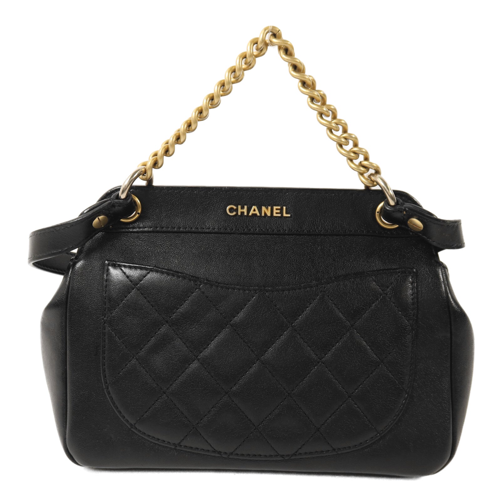 CHANEL 羊皮皮革Shoulder Bag金扣鏈帶肩背袋