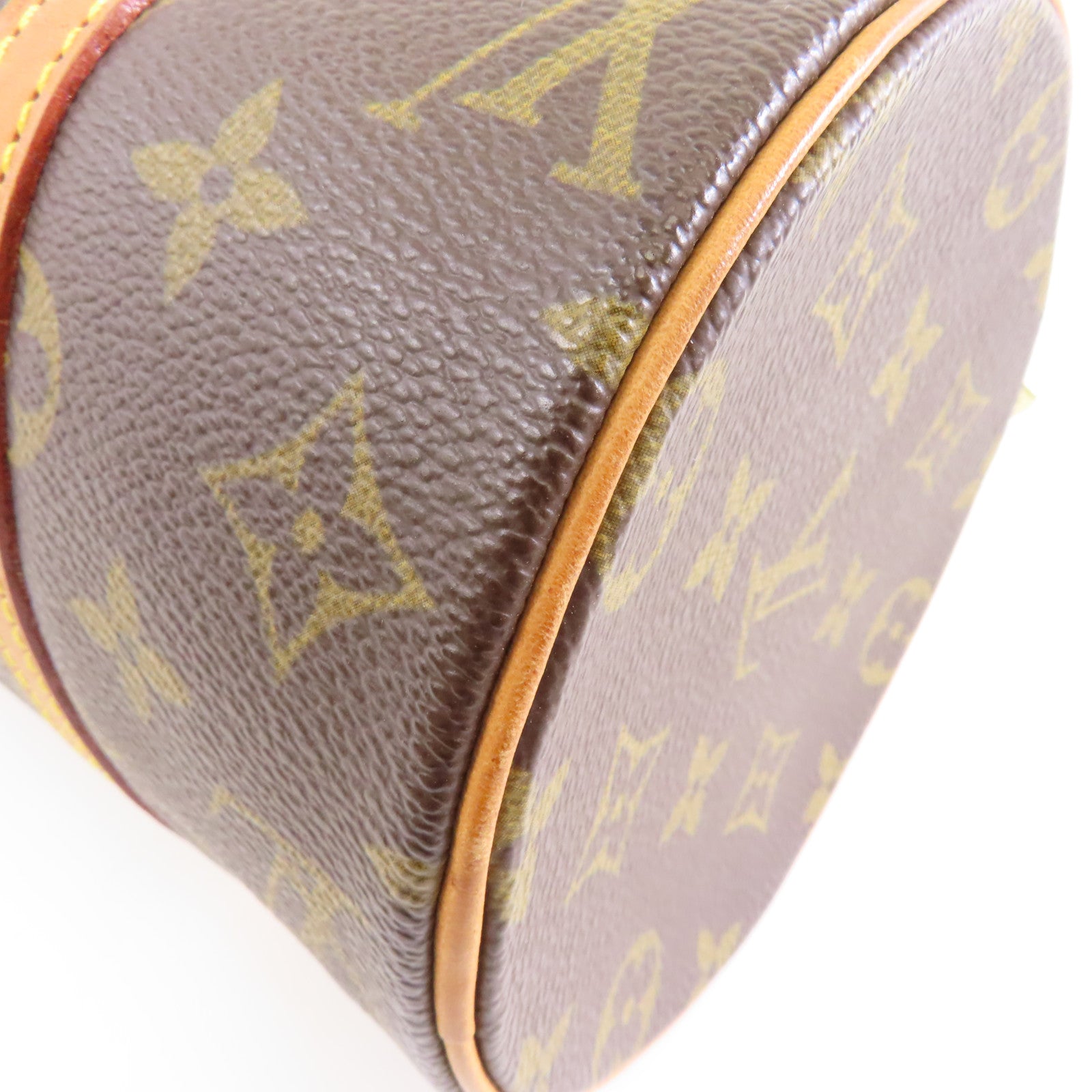 LOUIS VUITTON Monogram Papillon PM金扣手挽袋棕色