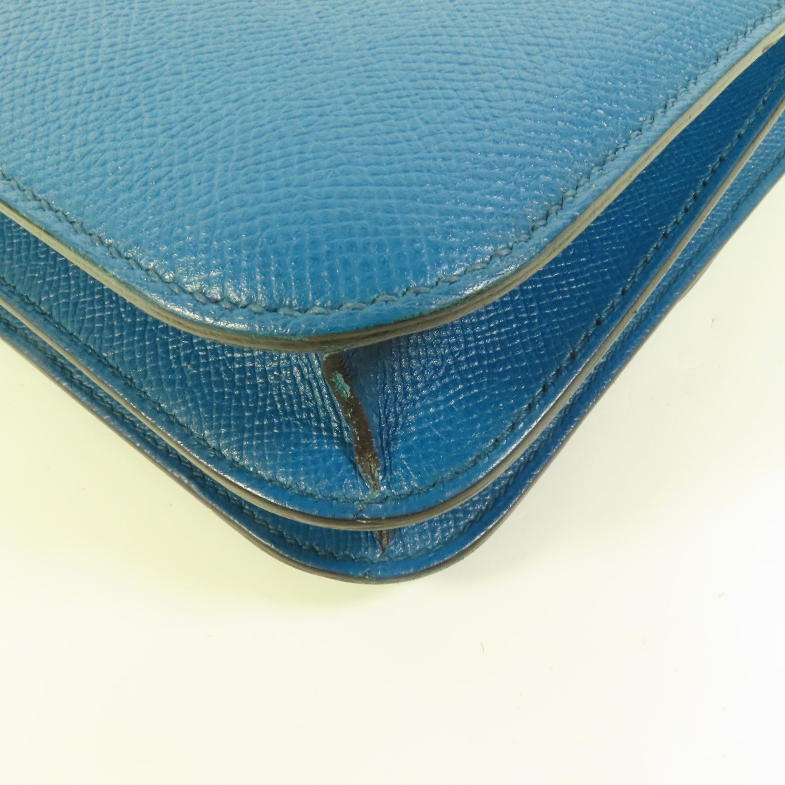 HERMES Epsom皮革Constance 24銀扣肩背袋Bleu Izmir