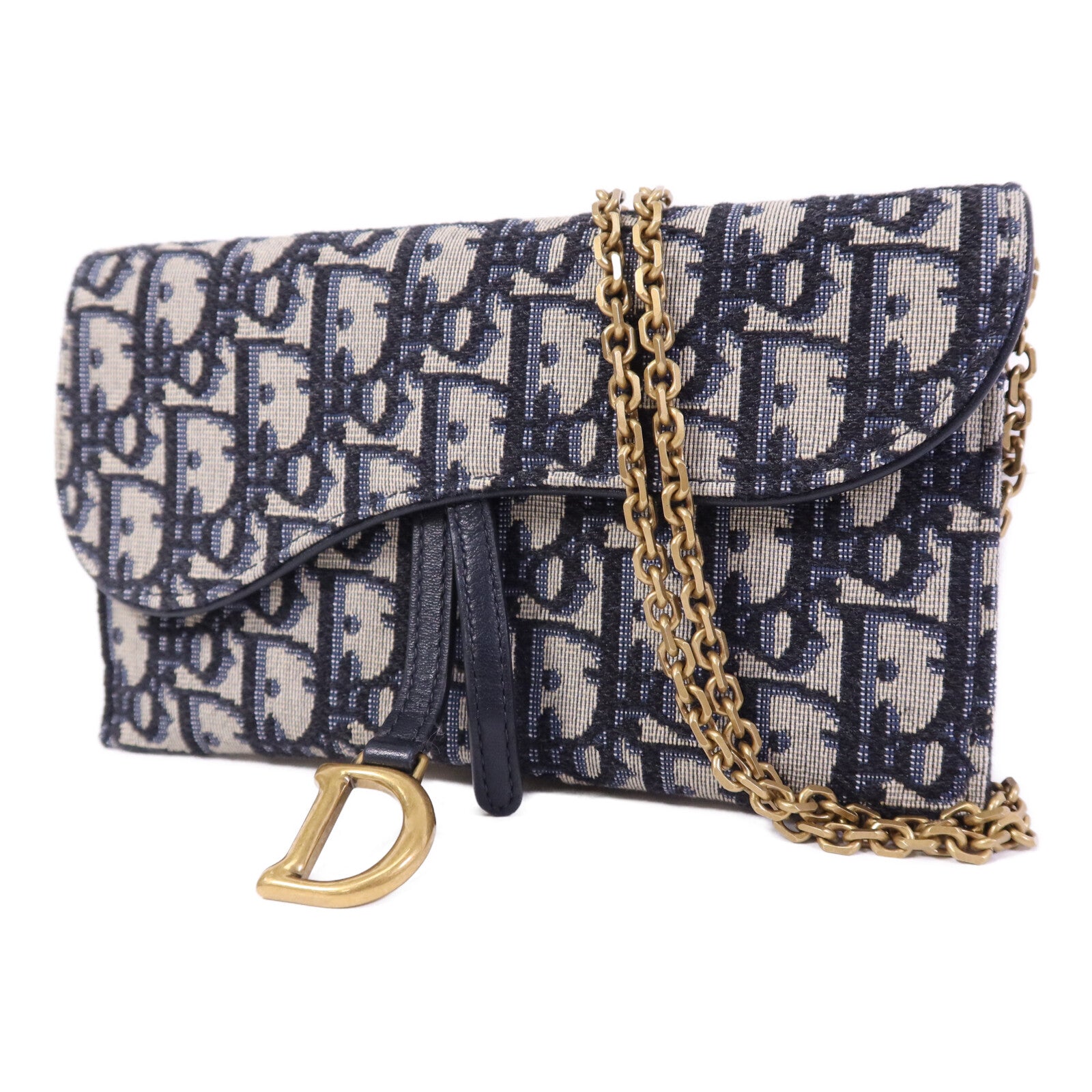 Dior 帆布Dior Oblique金扣鏈帶肩背袋
