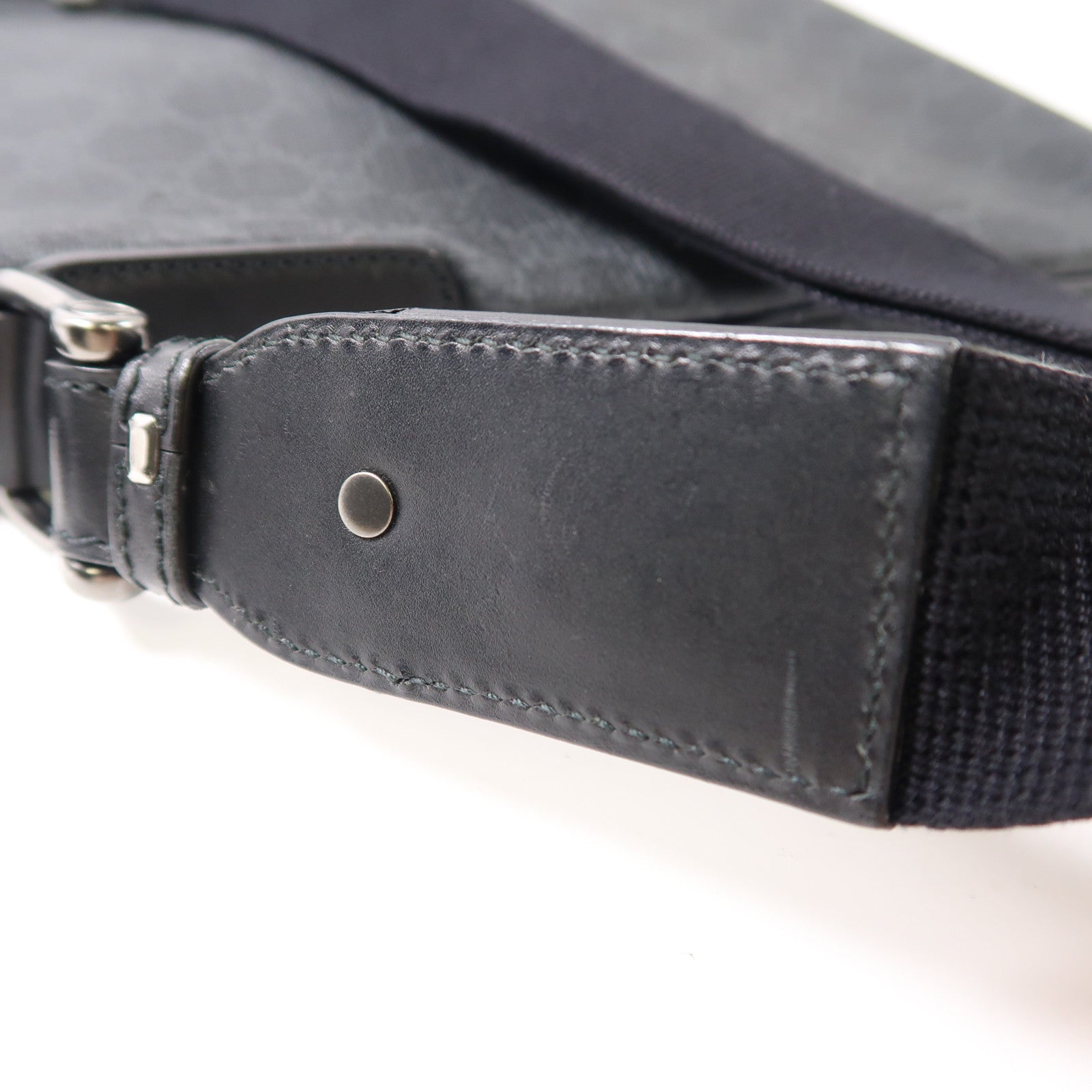 GUCCI 塗層帆布Shoulder Bag銀扣肩背袋黑色