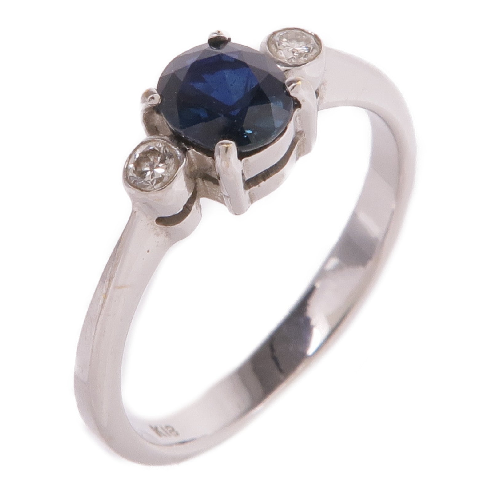 JEWELRY 【激減優惠】18K白金Sapphire Diamond Ring藍寶石/鑽石戒指US#6.25