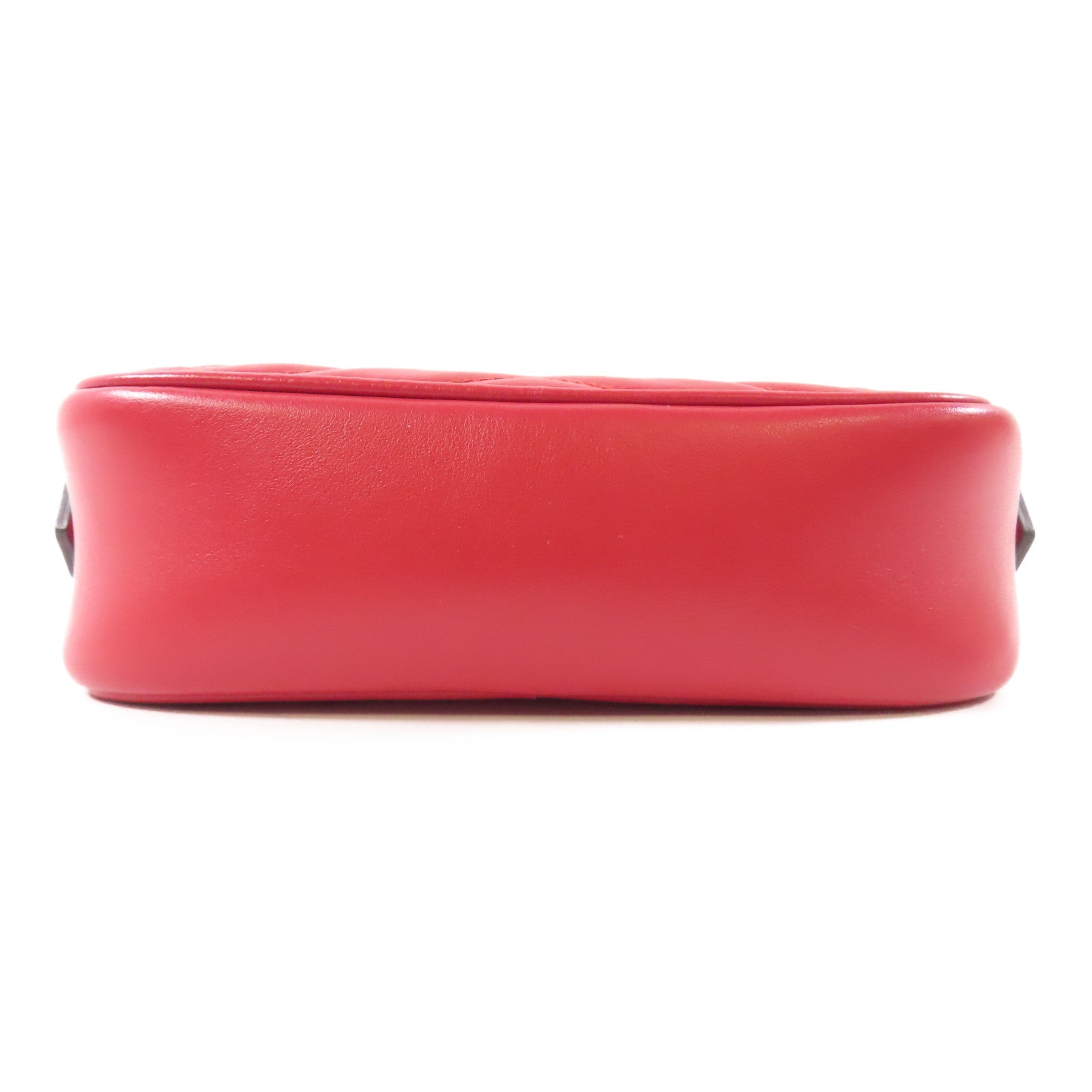 GUCCI GG GHW GG Marmont Mini Shoulder Bag 448065 Calfskin Leather Red