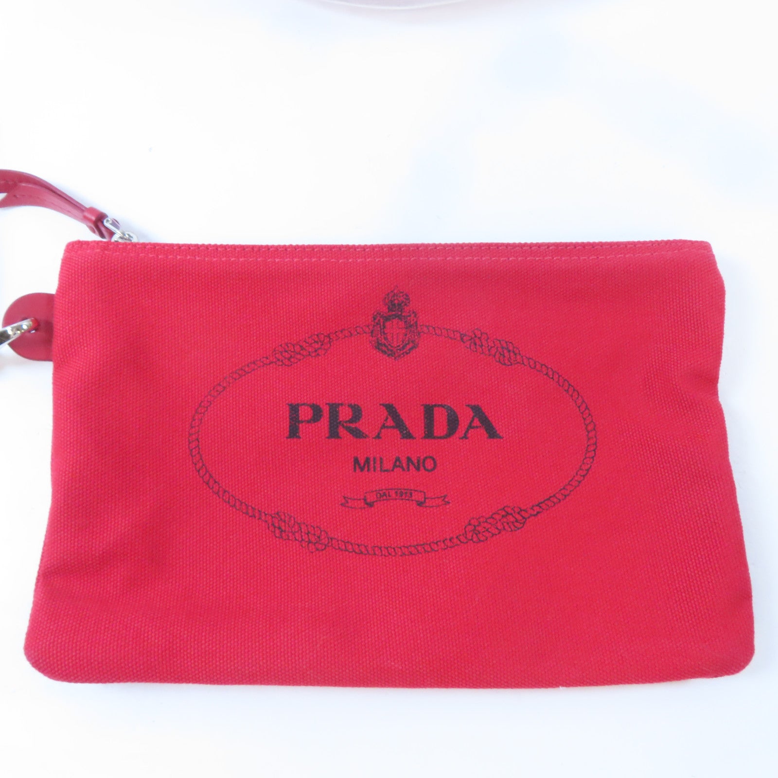 PRADA PVC/帆布2 Way Shoulder銀扣手挽肩背兩用袋紅色