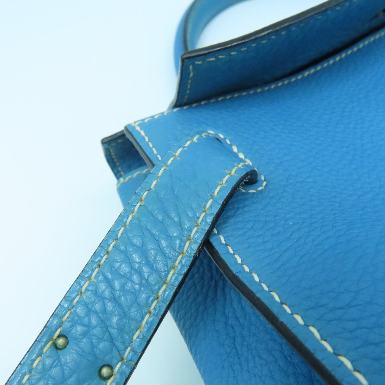 HERMES 【激減優惠】Togo皮革Kelly 28銀扣手挽肩背兩用袋牛仔藍