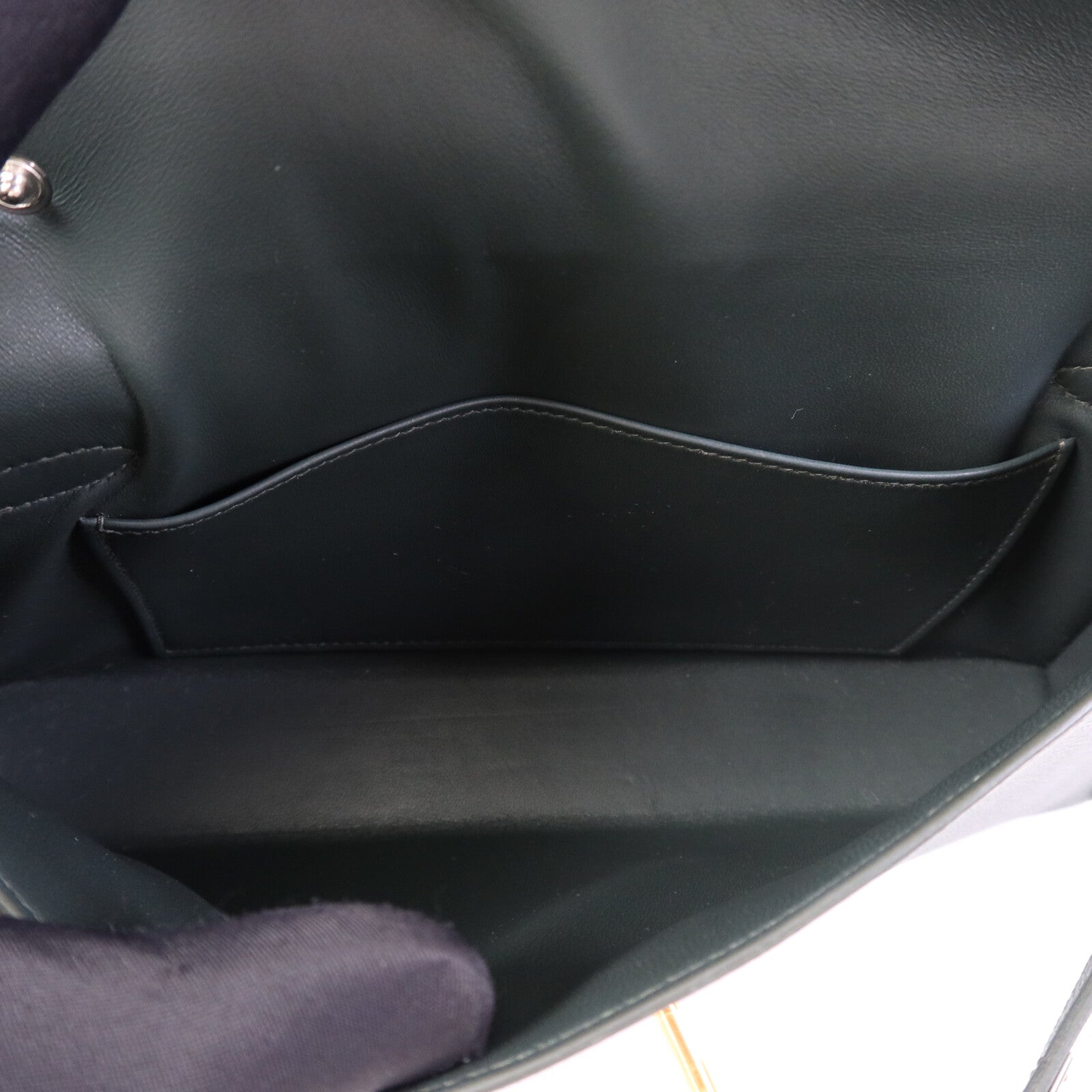 HERMES Epsom皮革Kelly Elan肩背袋Vert Mangrove