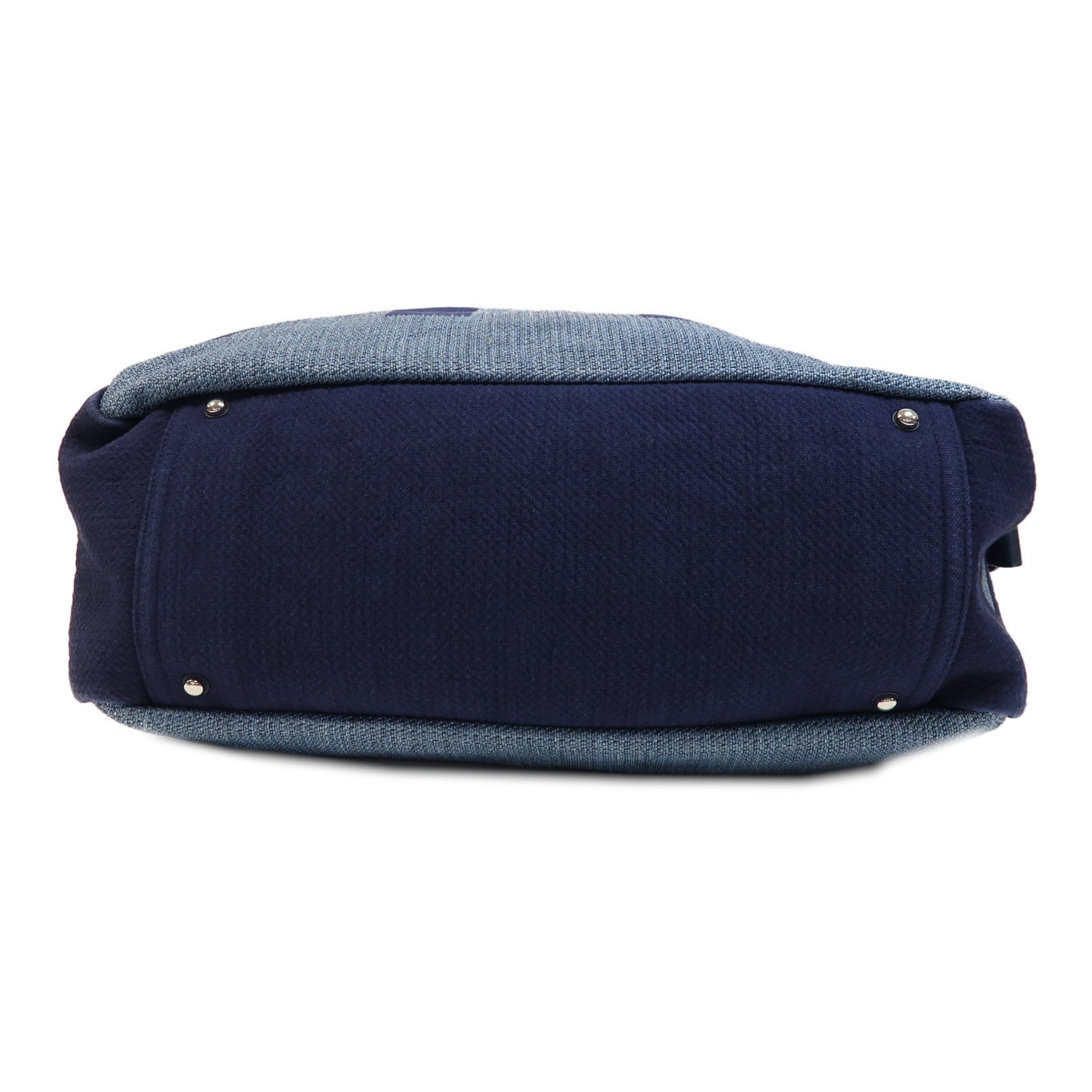 CHANEL 【激減優惠】牛仔布2 Way Shoulder Tote銀扣鏈帶手挽肩背兩用袋藍色