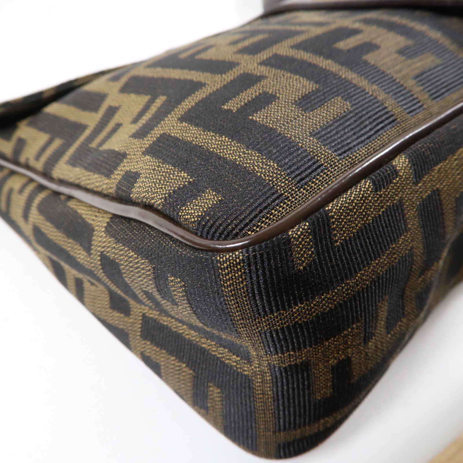 FENDI 帆布Shoulder Bag金扣肩背袋黑色/啡色