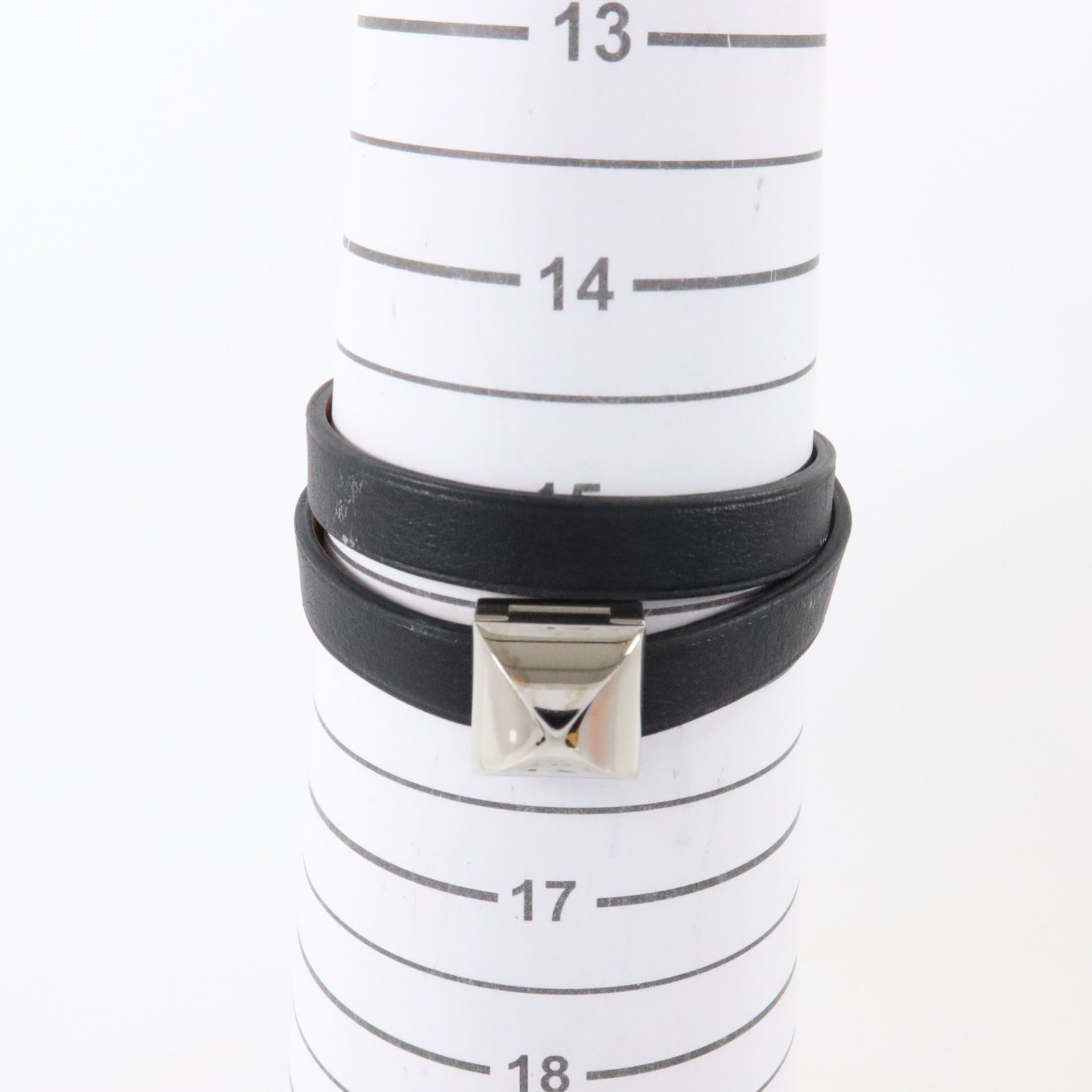 HERMES Swift皮革Medor Infini Double Tour Bracelet銀扣手鏈Black/Fauve