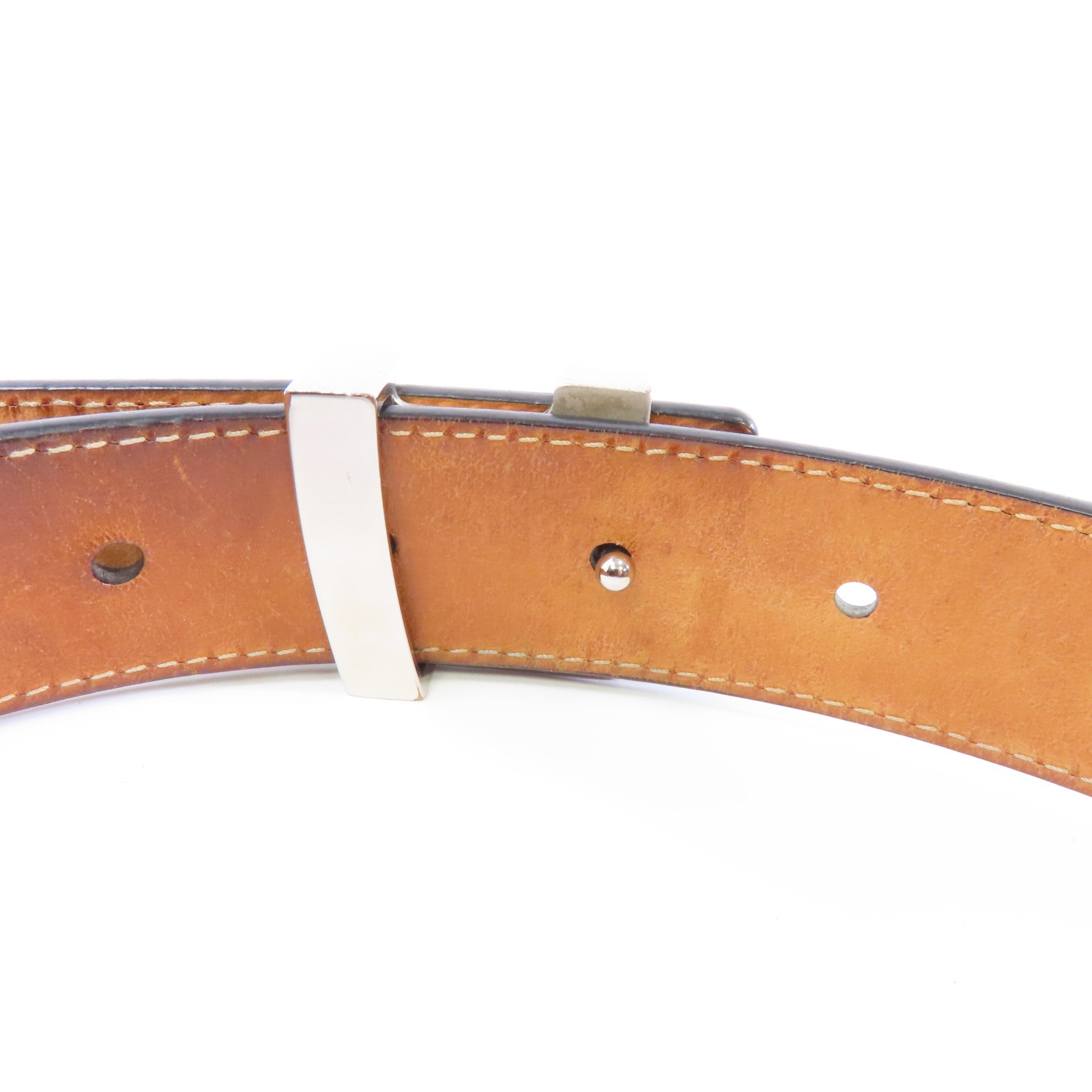 LOUIS VUITTON Epi Belt 85cm銀扣皮帶黑色