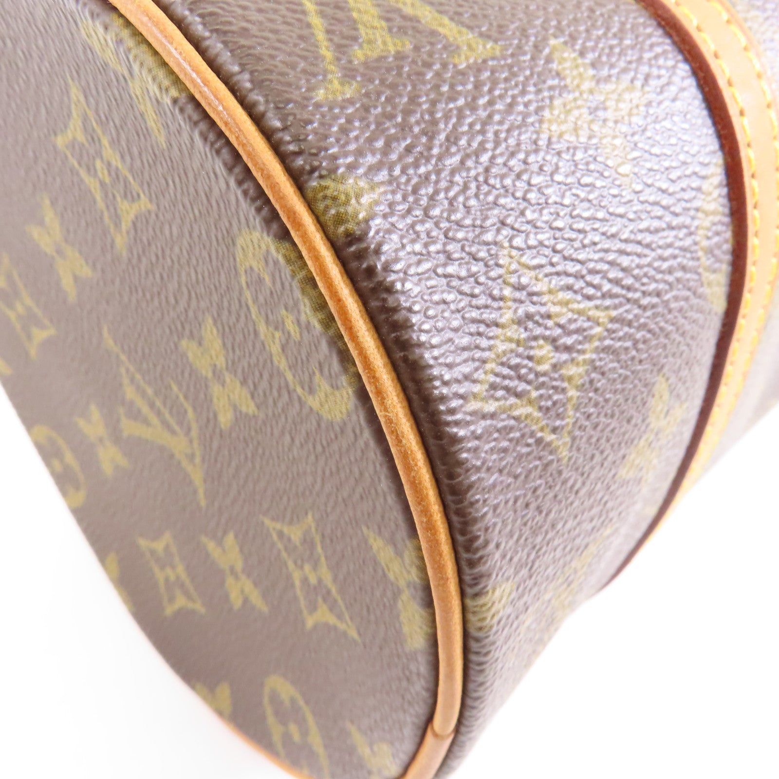 LOUIS VUITTON Monogram Papillon PM金扣手挽袋棕色