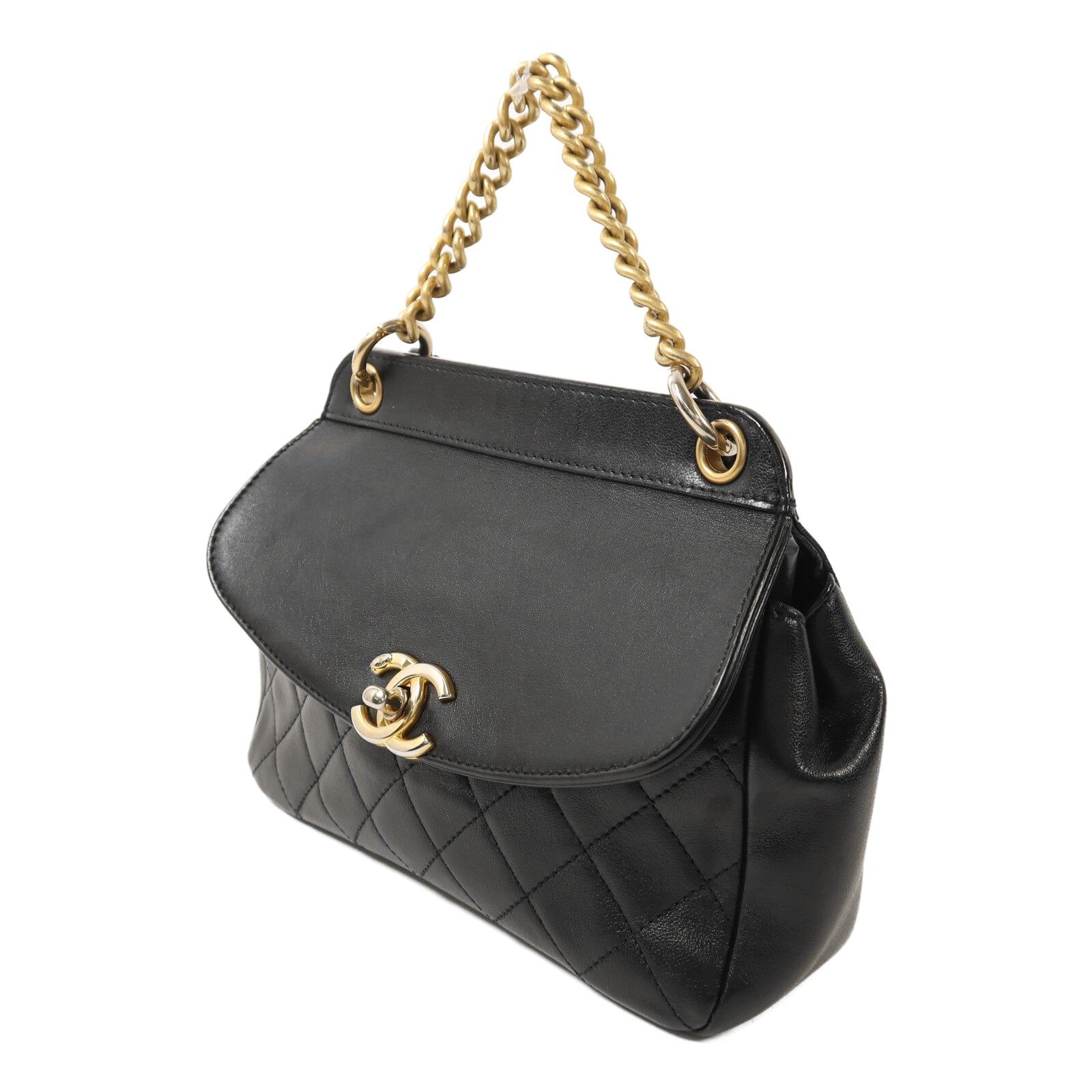 CHANEL 羊皮皮革Shoulder Bag金扣鏈帶肩背袋