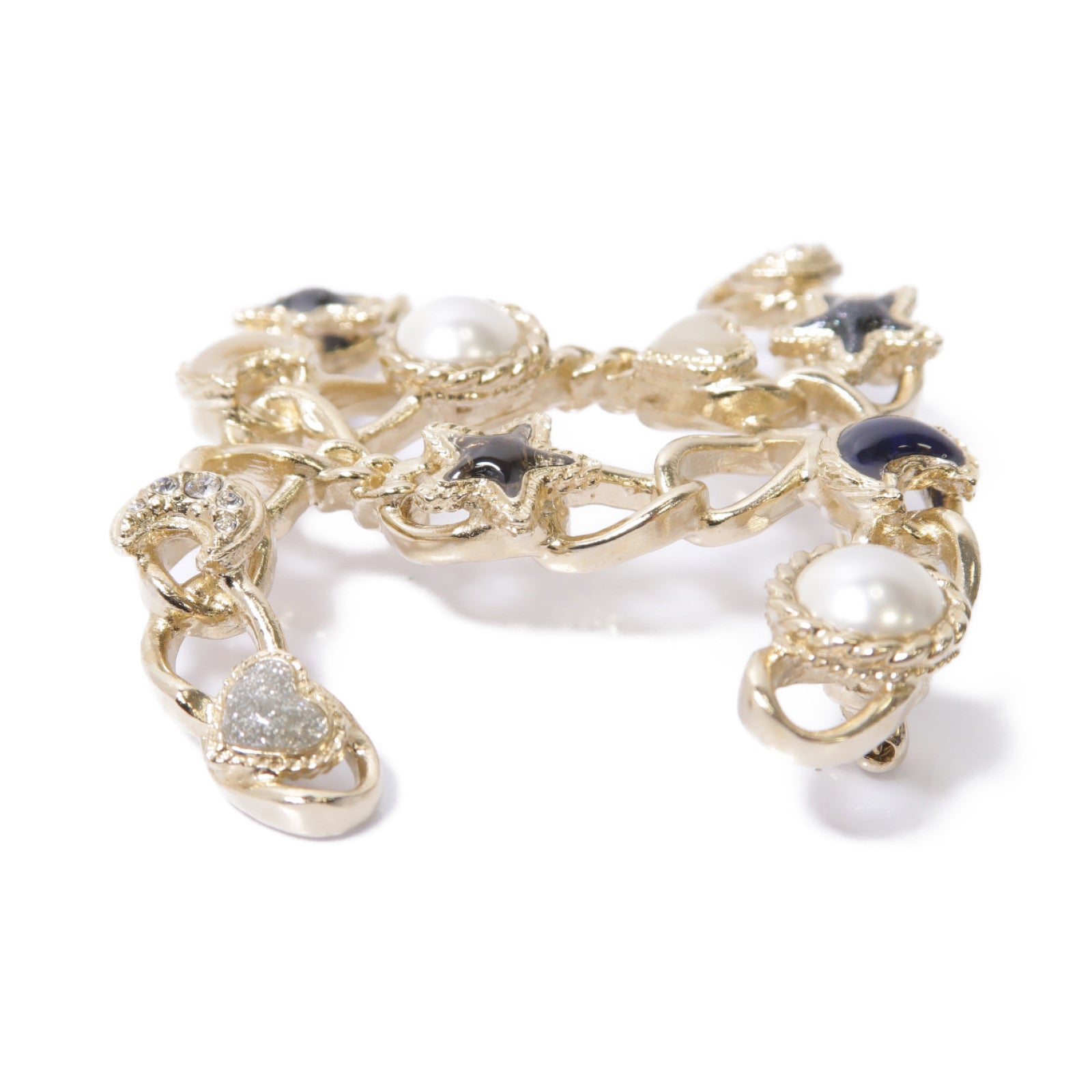 CHANEL 金屬Brooch胸針金色/白色/深藍色