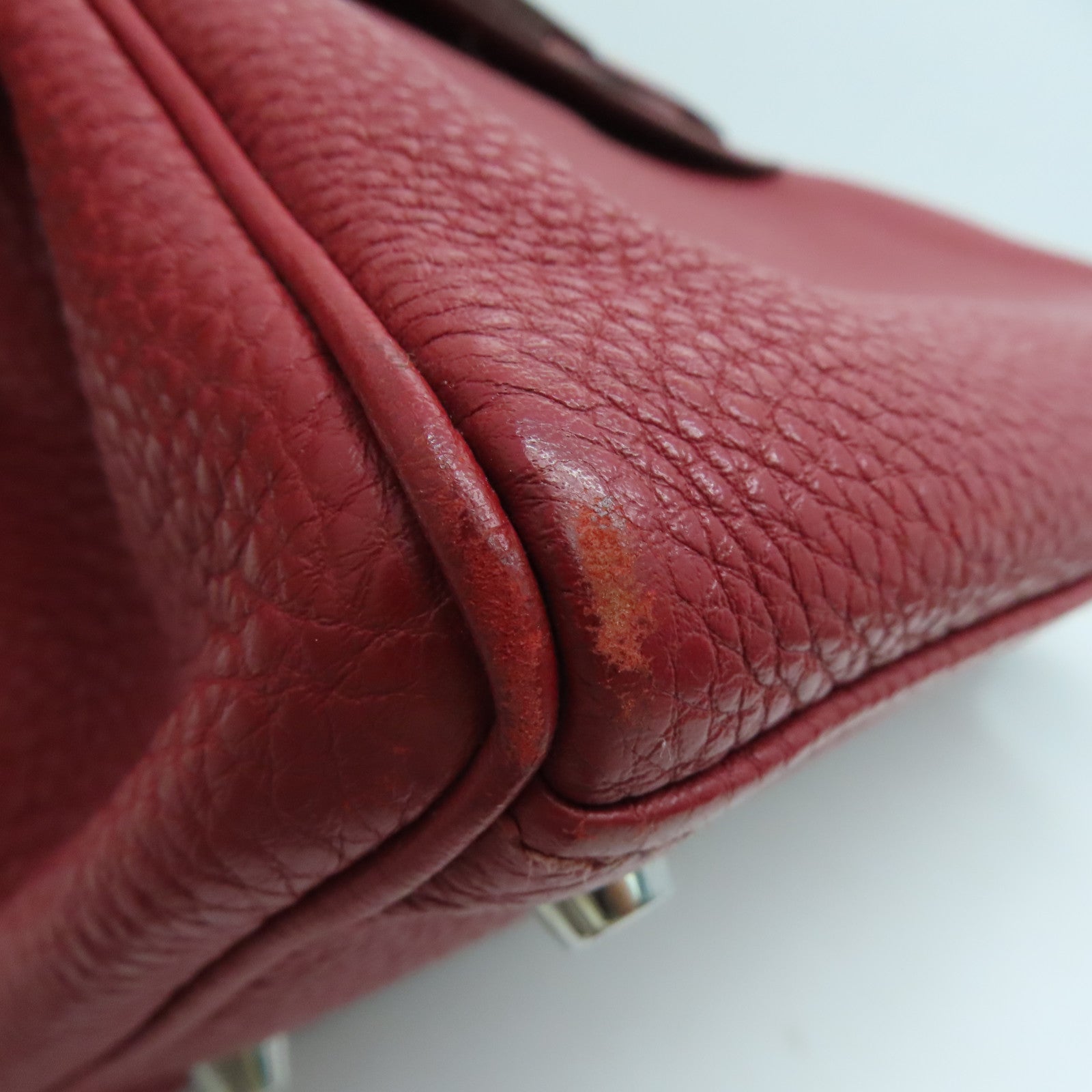 HERMES Togo皮革Kelly 28銀扣手挽肩背兩用袋暗紅色