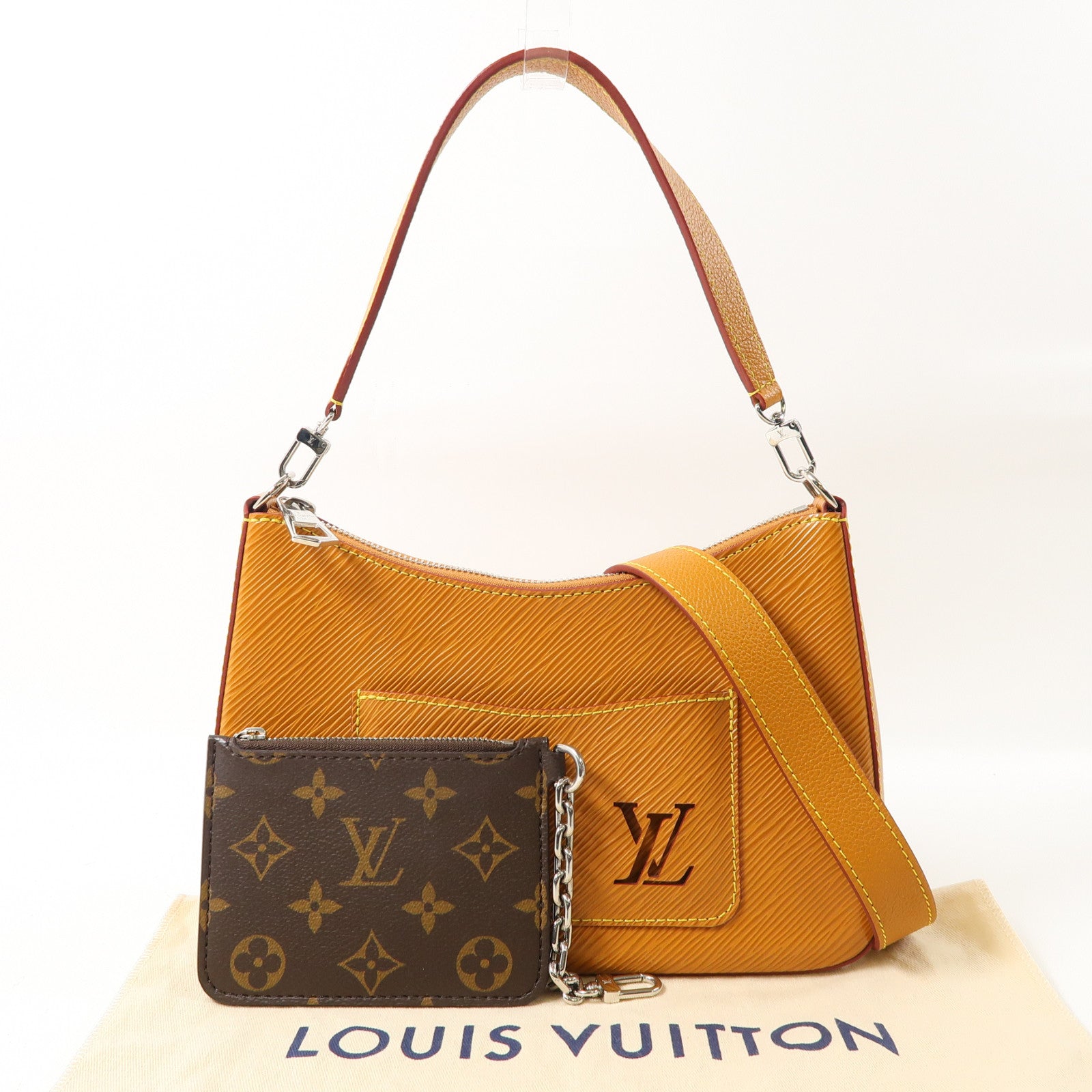 LOUIS VUITTON Epi Marelle銀扣手挽肩背兩用袋橙色