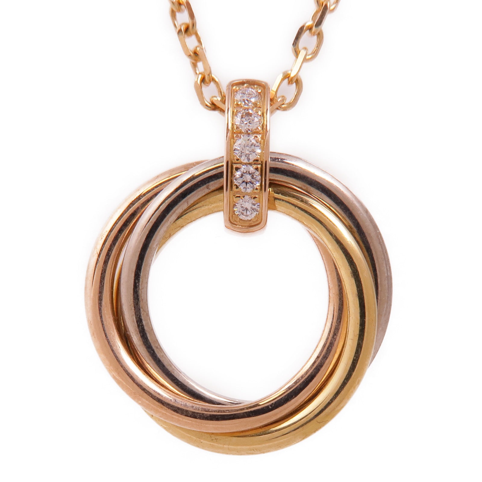 CARTIER 18K黃金/白金/玫瑰金Trinity Necklace鑽石項鍊