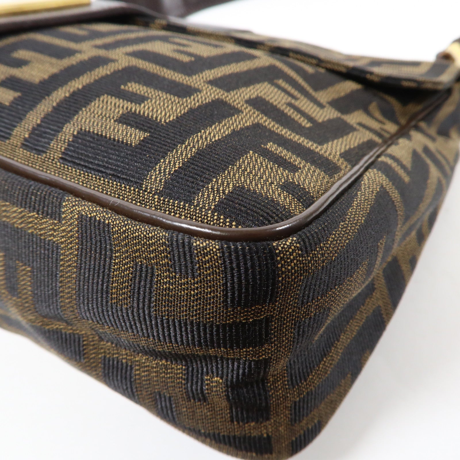 FENDI 帆布Shoulder Bag金扣肩背袋黑色/啡色