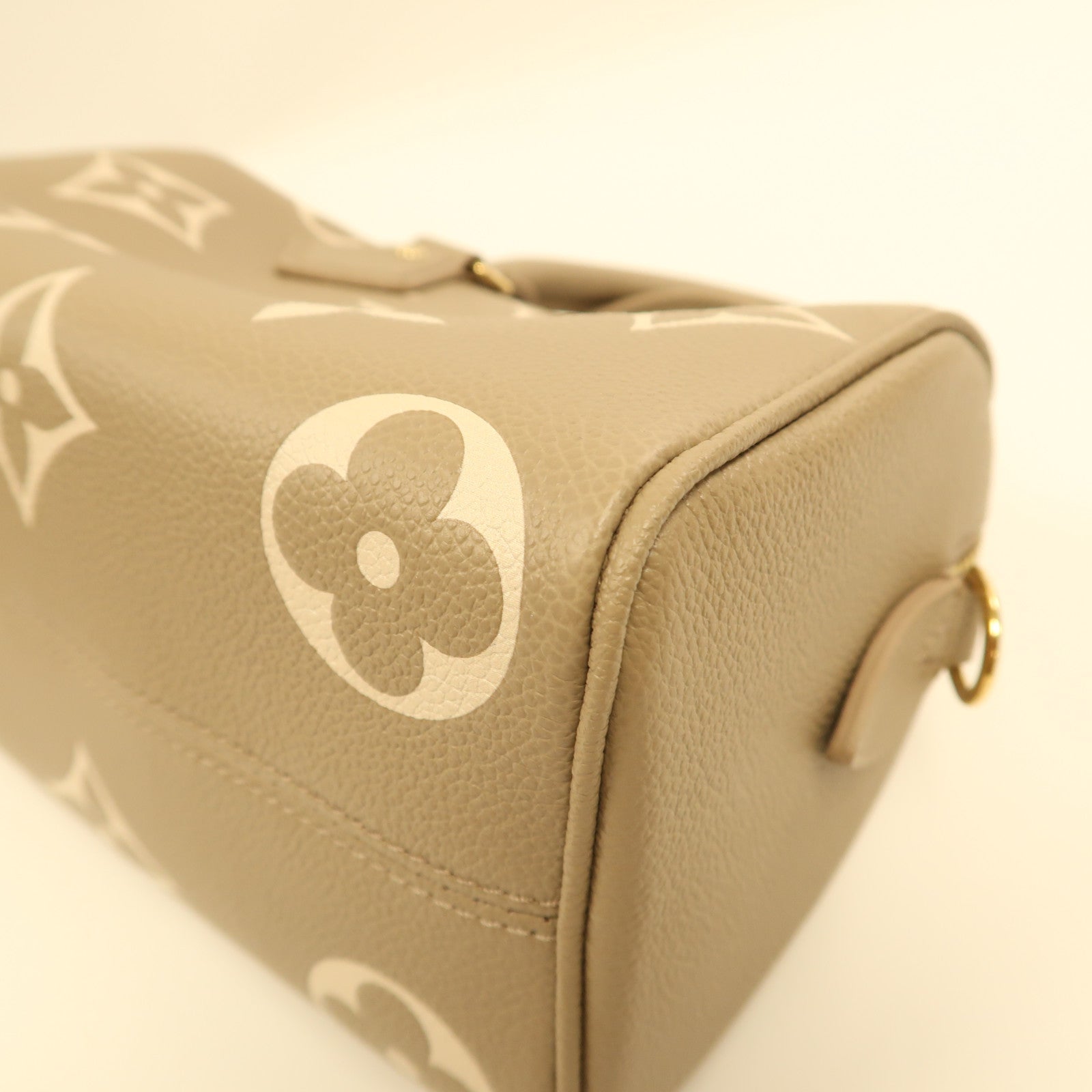LOUIS VUITTON Monogram Empreinte Speedy Bandouliere 20金扣手挽肩背兩用袋米色