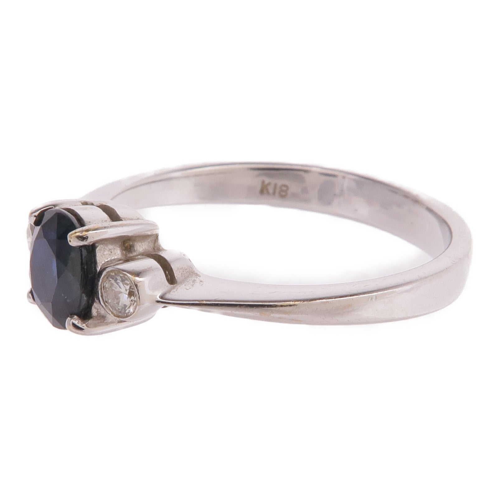 JEWELRY 18K白金Sapphire Diamond Ring藍寶石/鑽石戒指US#6.25