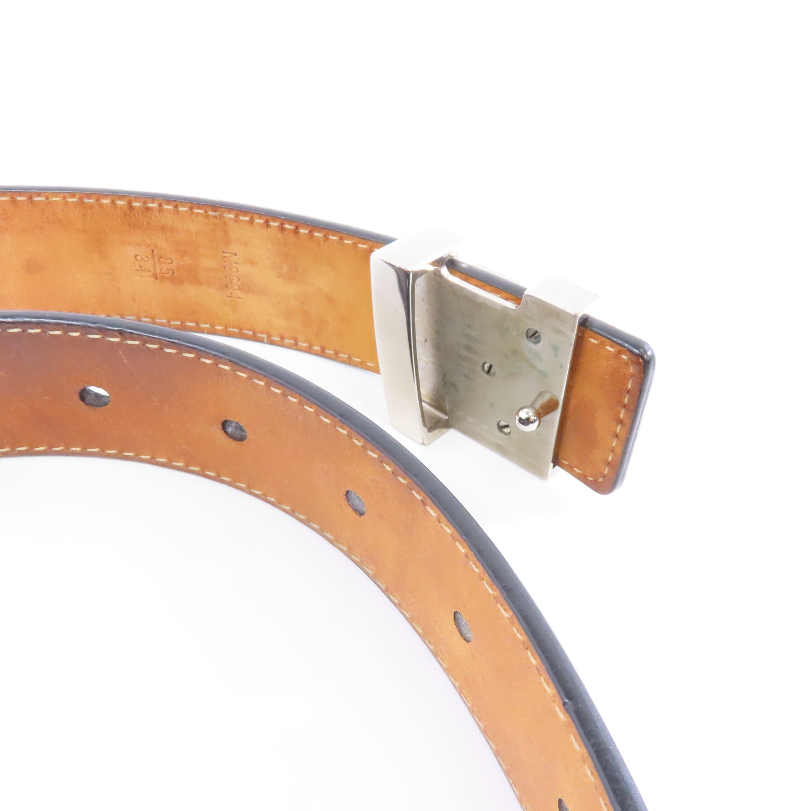 LOUIS VUITTON Epi Belt 85cm銀扣皮帶黑色
