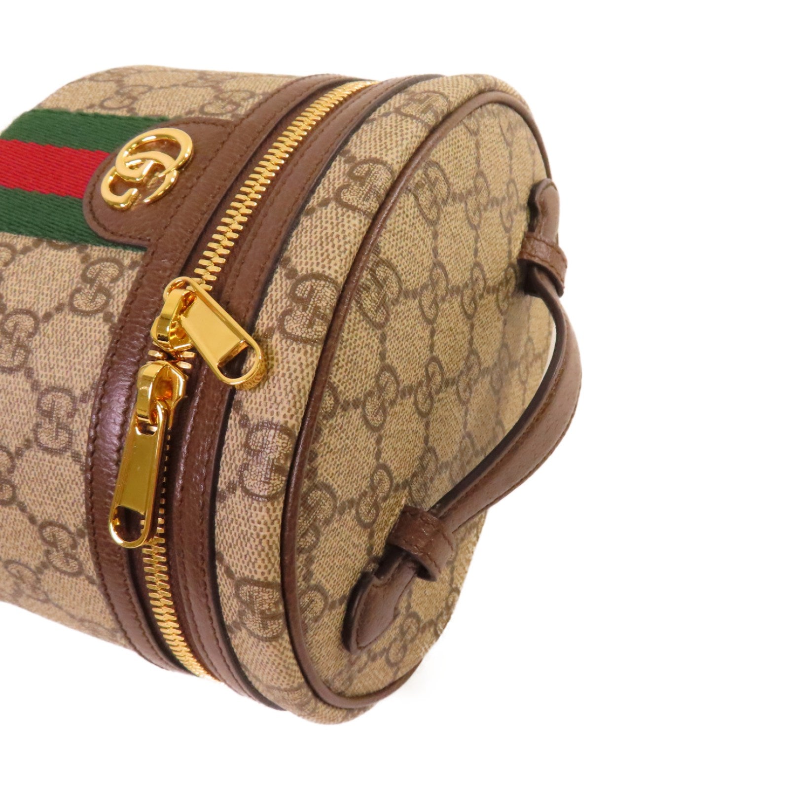 GUCCI 塗層帆布Ophidia Cosmestic Hand Bag金扣手挽袋啡色