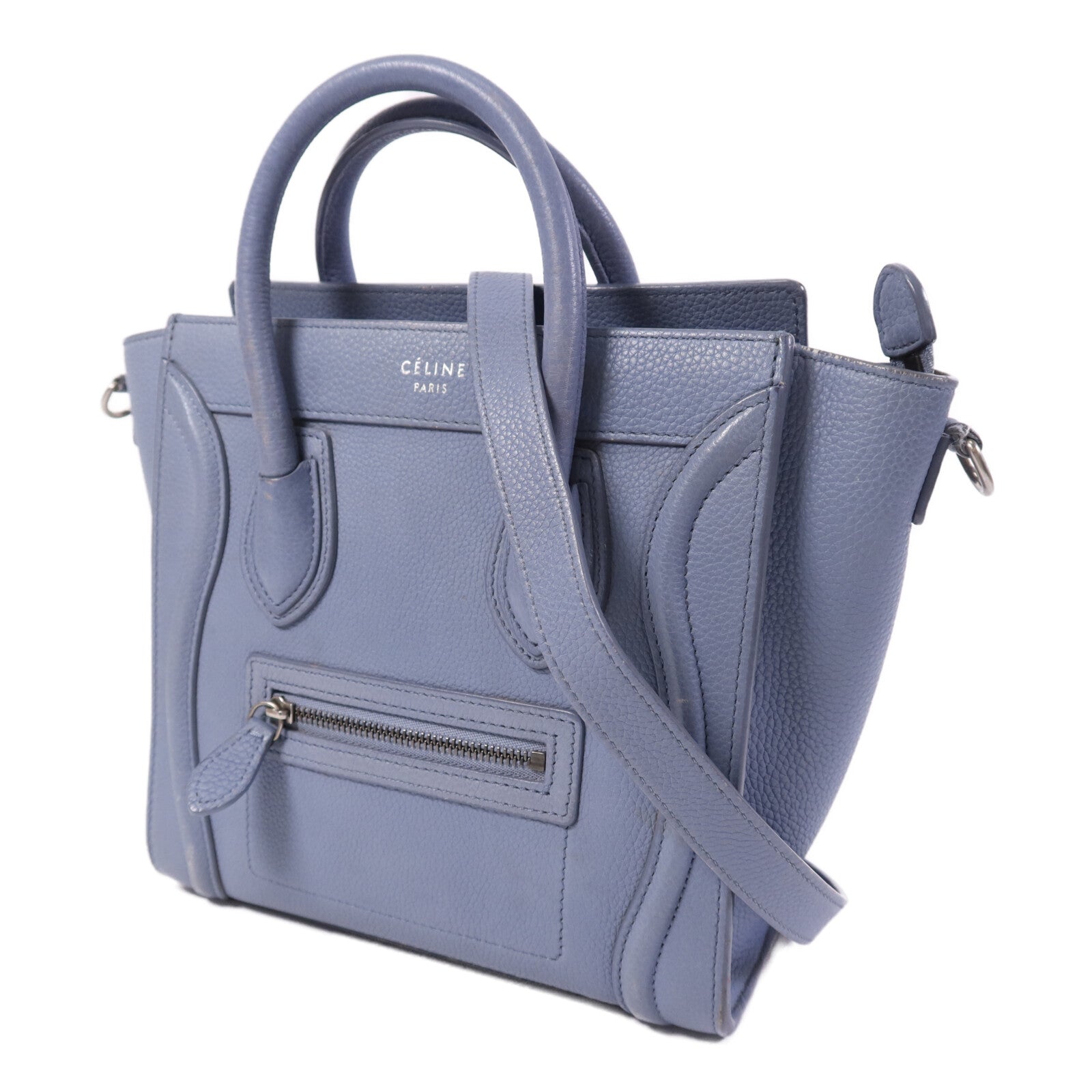 CELINE 牛皮皮革Nano Luggage銀扣手挽肩背兩用袋