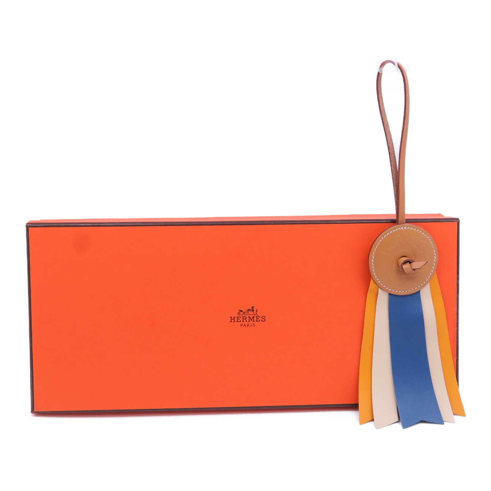 HERMES 【激減優惠】牛皮皮革Charm掛飾啡色/藍色