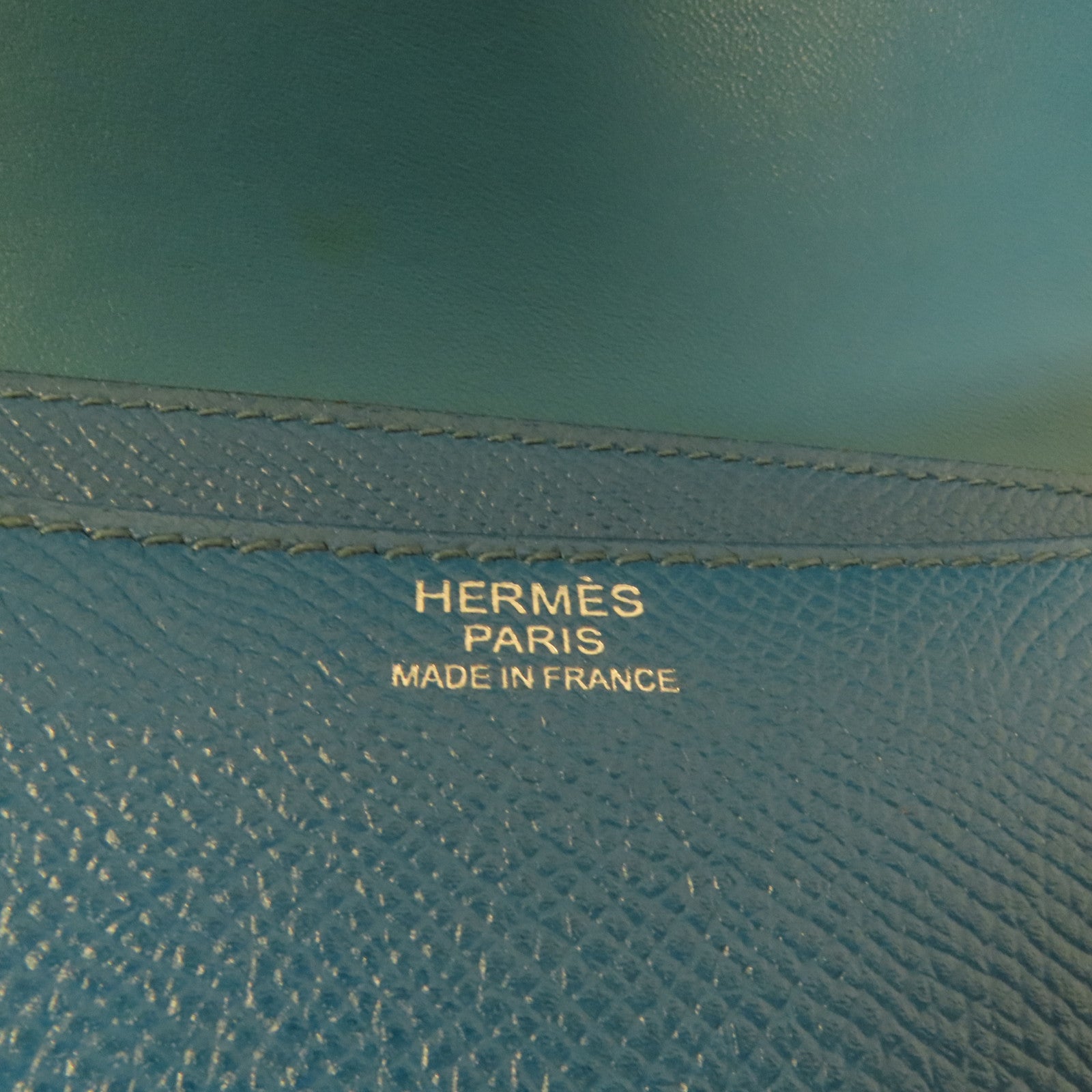HERMES Epsom皮革Constance 24銀扣肩背袋Bleu Izmir