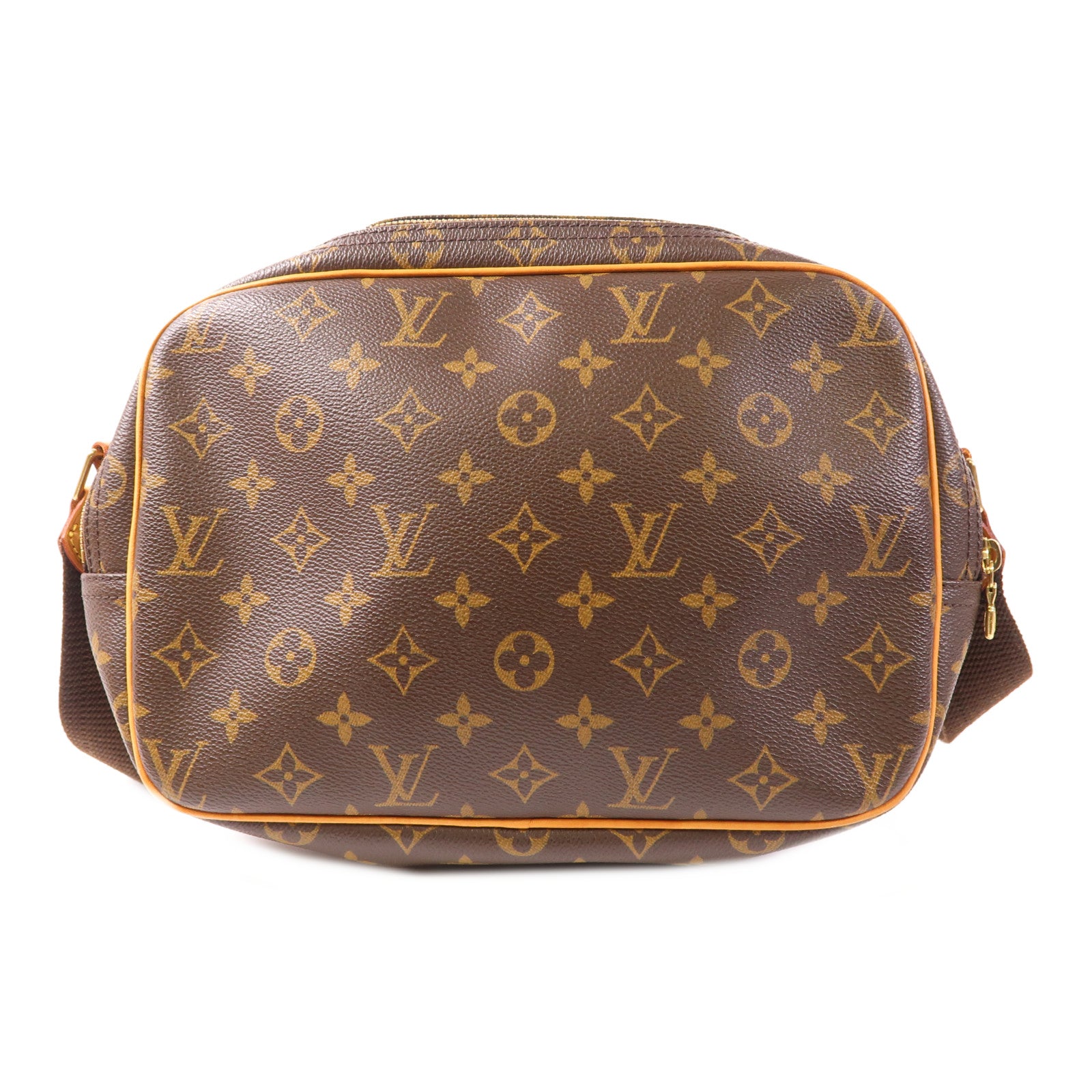 LOUIS VUITTON Monogram Reporter PM金扣肩背袋棕色