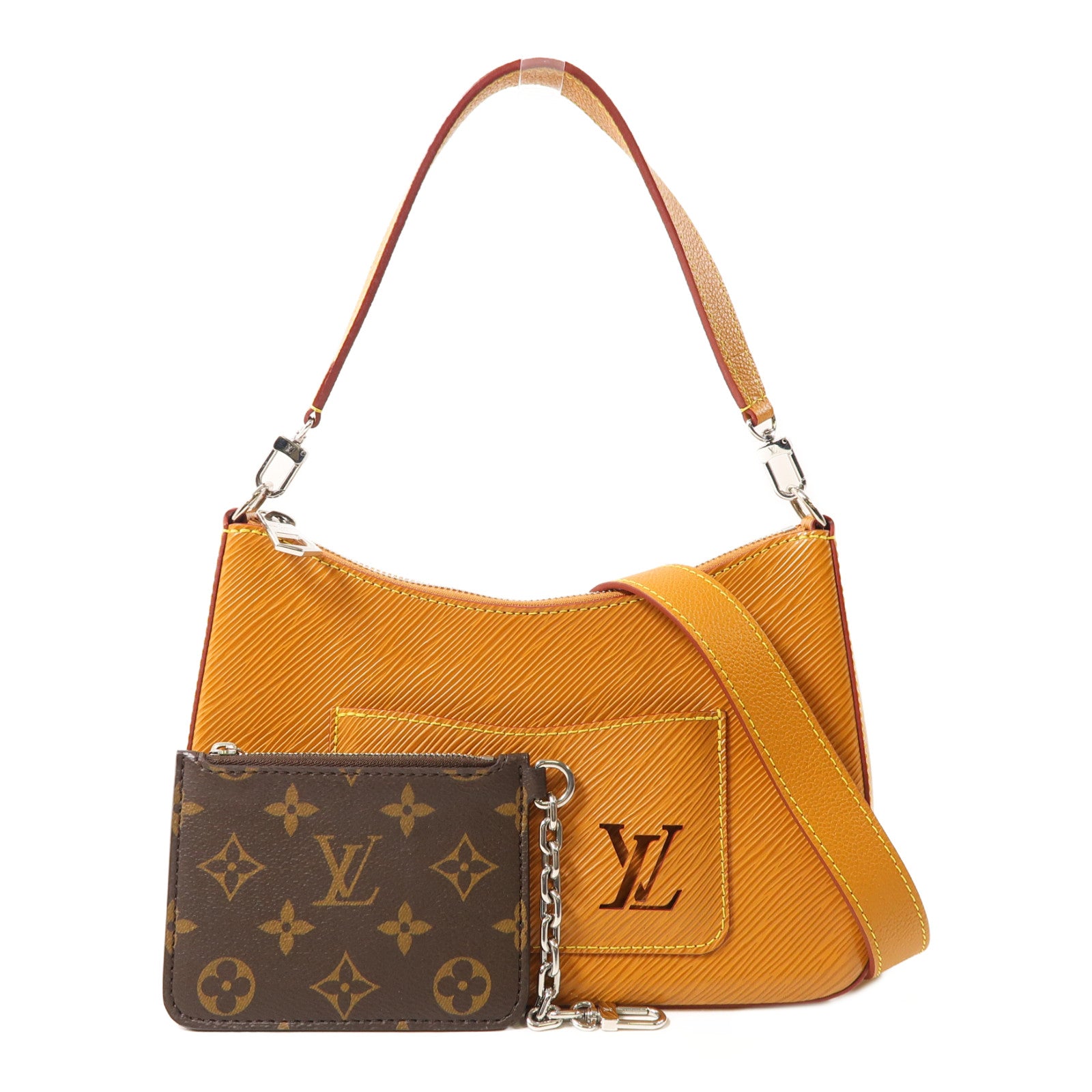 LOUIS VUITTON Epi Marelle銀扣手挽肩背兩用袋橙色