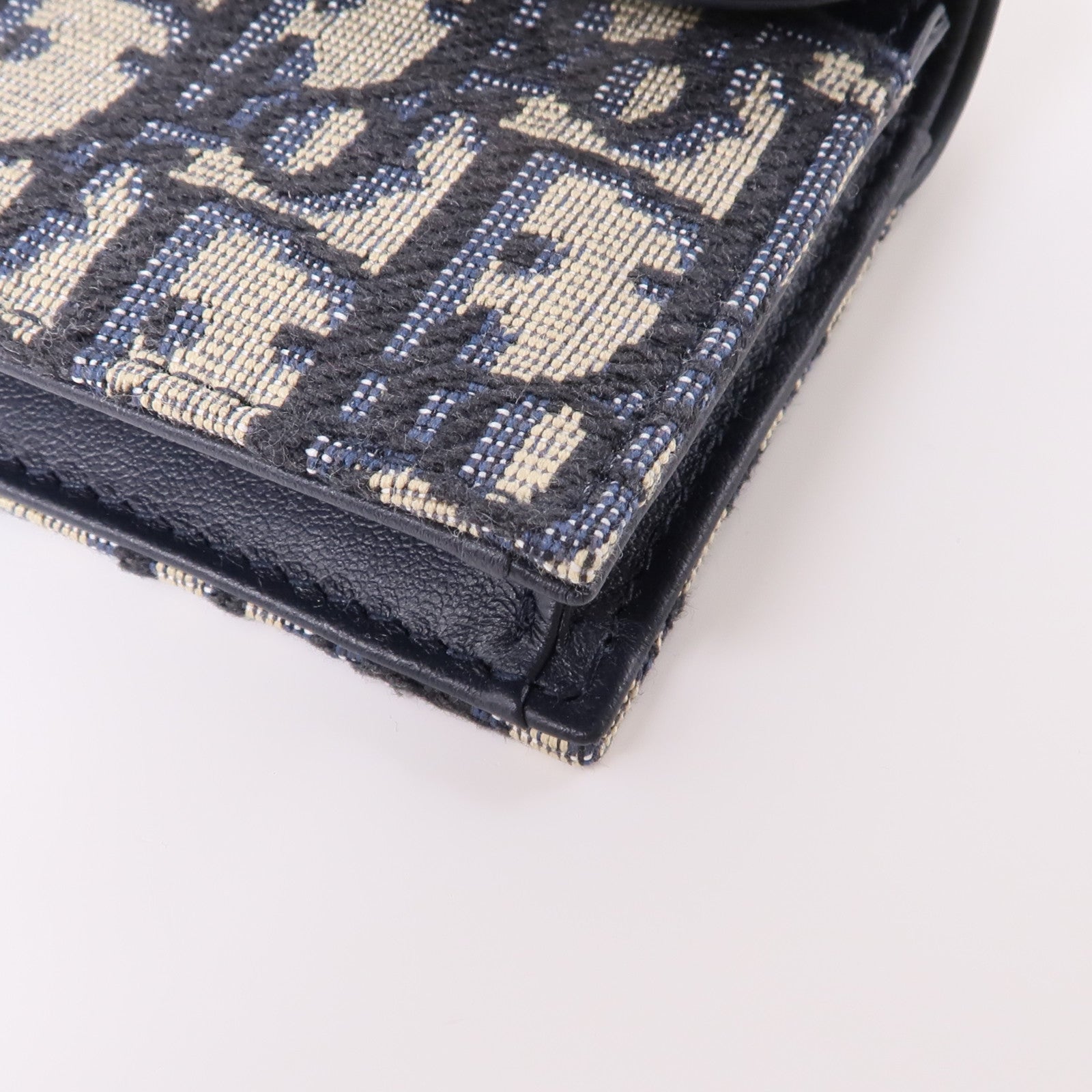 Dior 帆布Saddle Card Holder金扣卡片套藍色
