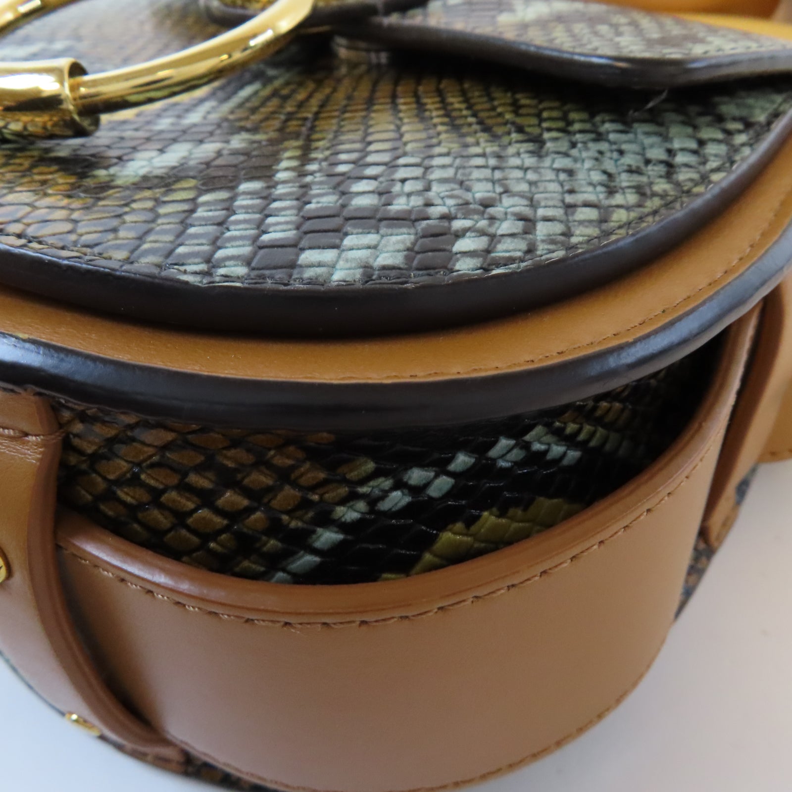 Chloe 牛皮皮革Multiclour Python Small金扣手挽肩背兩用袋啡色/藍色