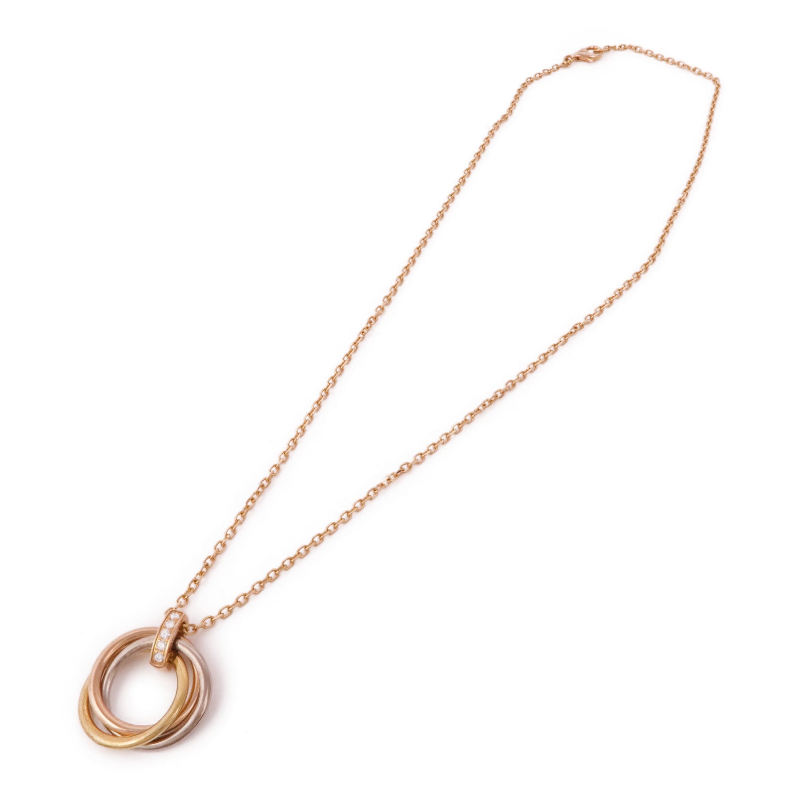 CARTIER 18K黃金/白金/玫瑰金Trinity Necklace鑽石項鍊