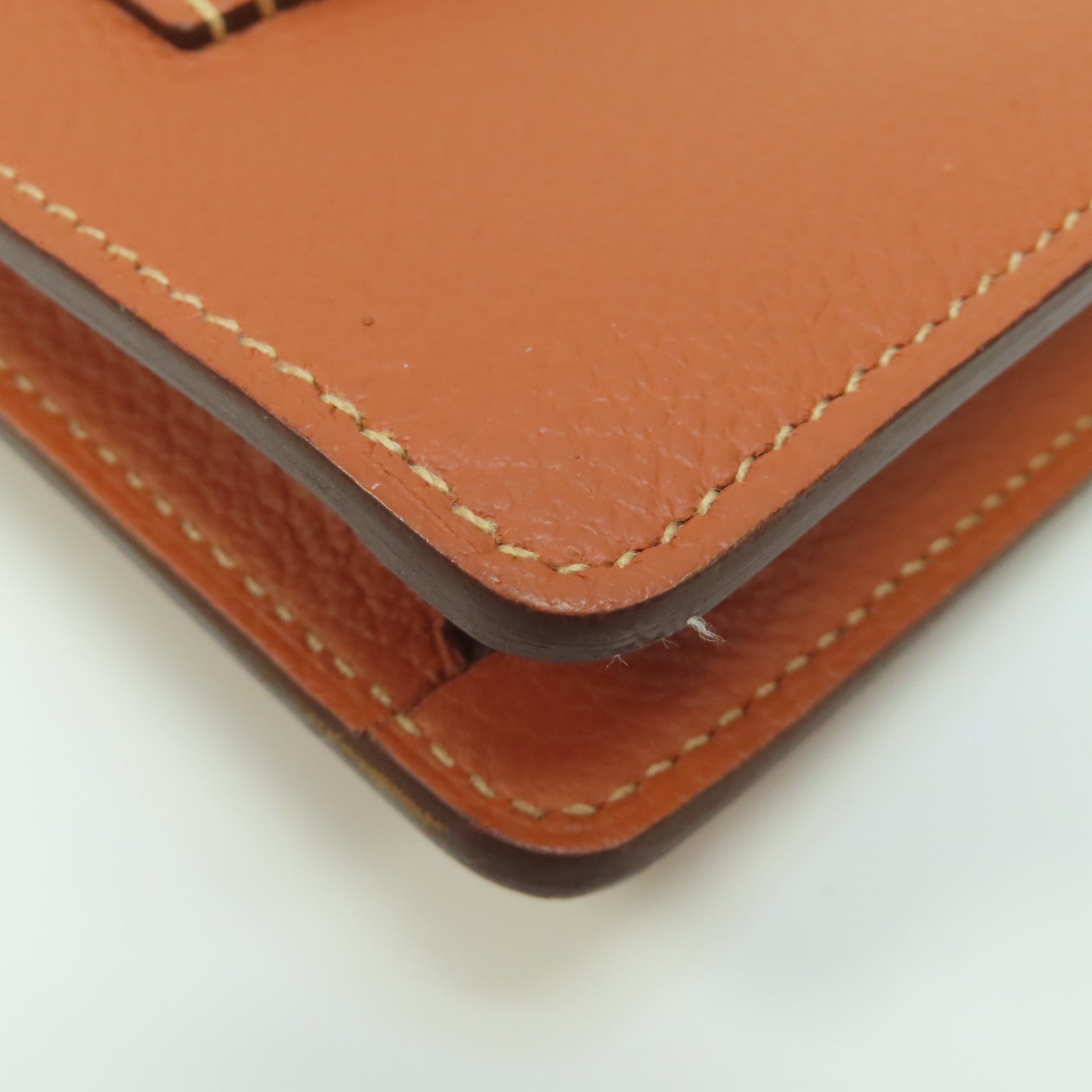HERMES Evercolor皮革Roulis Slim金扣錢包啡色