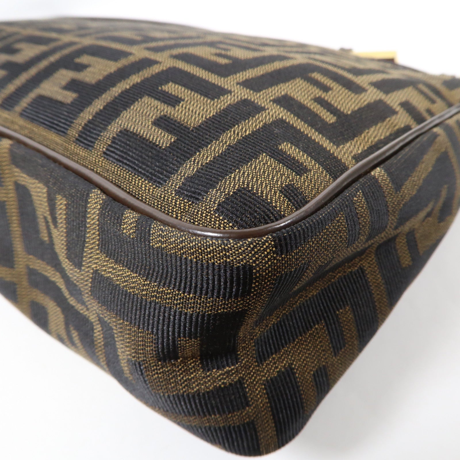 FENDI 帆布Shoulder Bag金扣肩背袋黑色/啡色