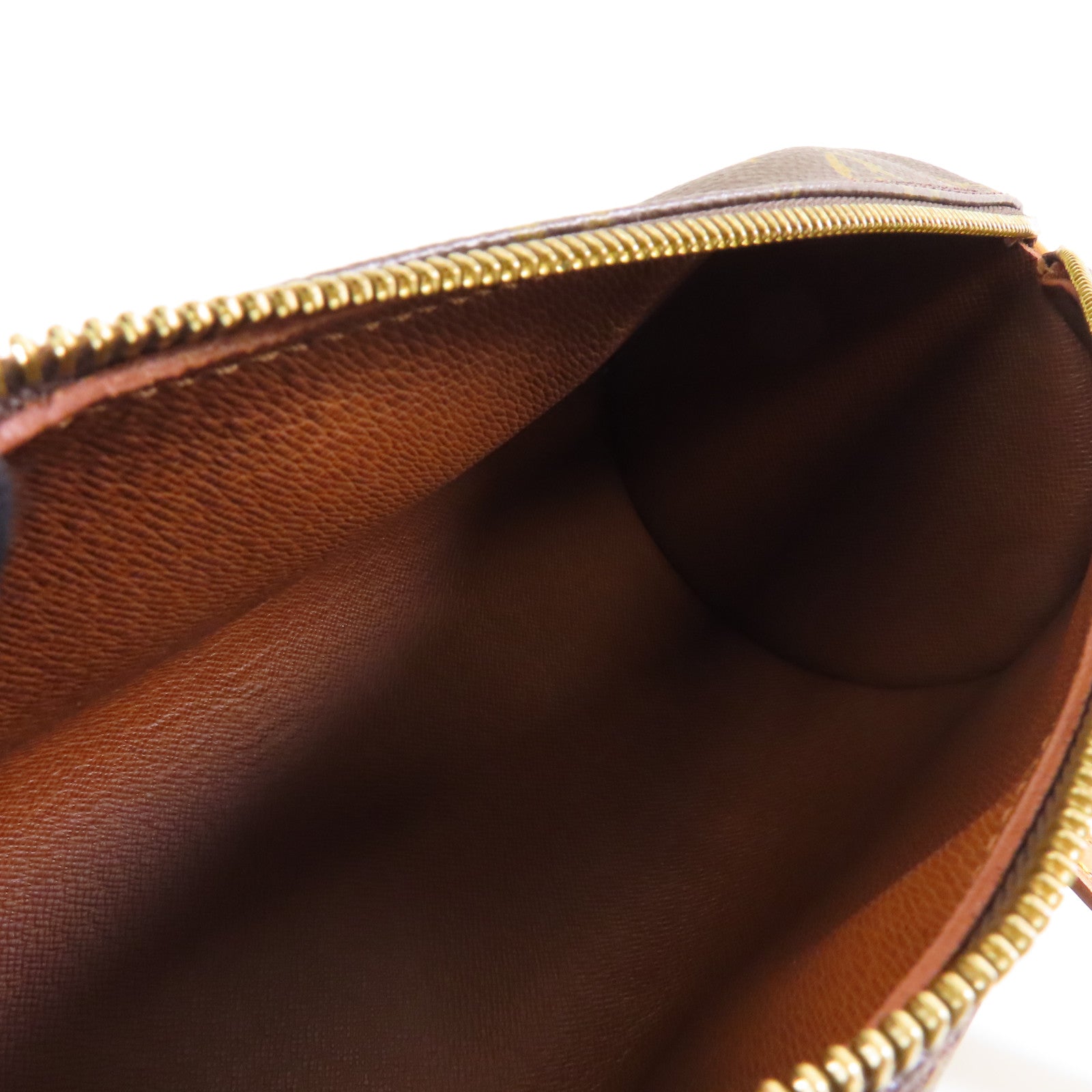 LOUIS VUITTON Monogram Papillon PM金扣手挽袋棕色