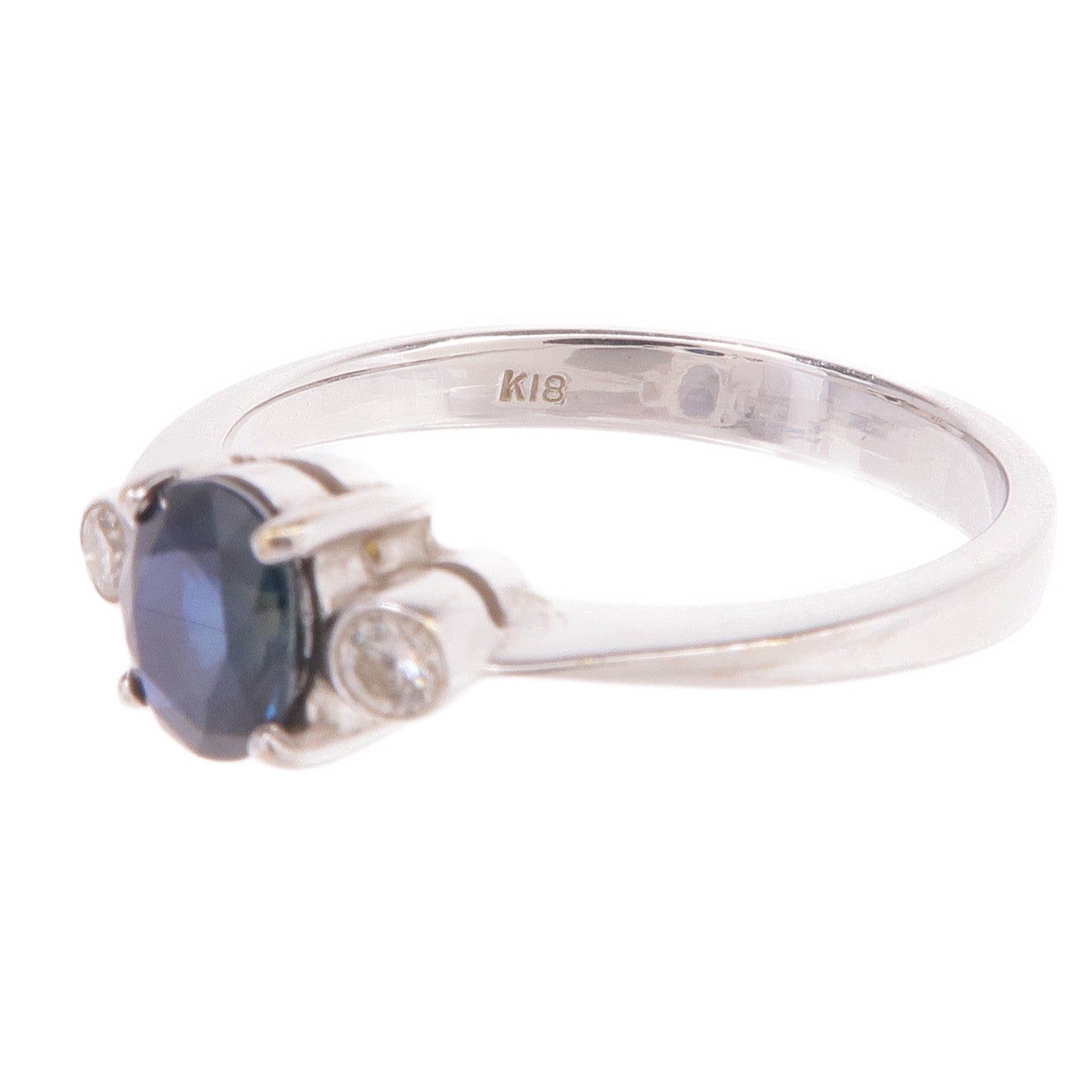 JEWELRY 【激減優惠】18K白金Sapphire Diamond Ring藍寶石/鑽石戒指US#6.25