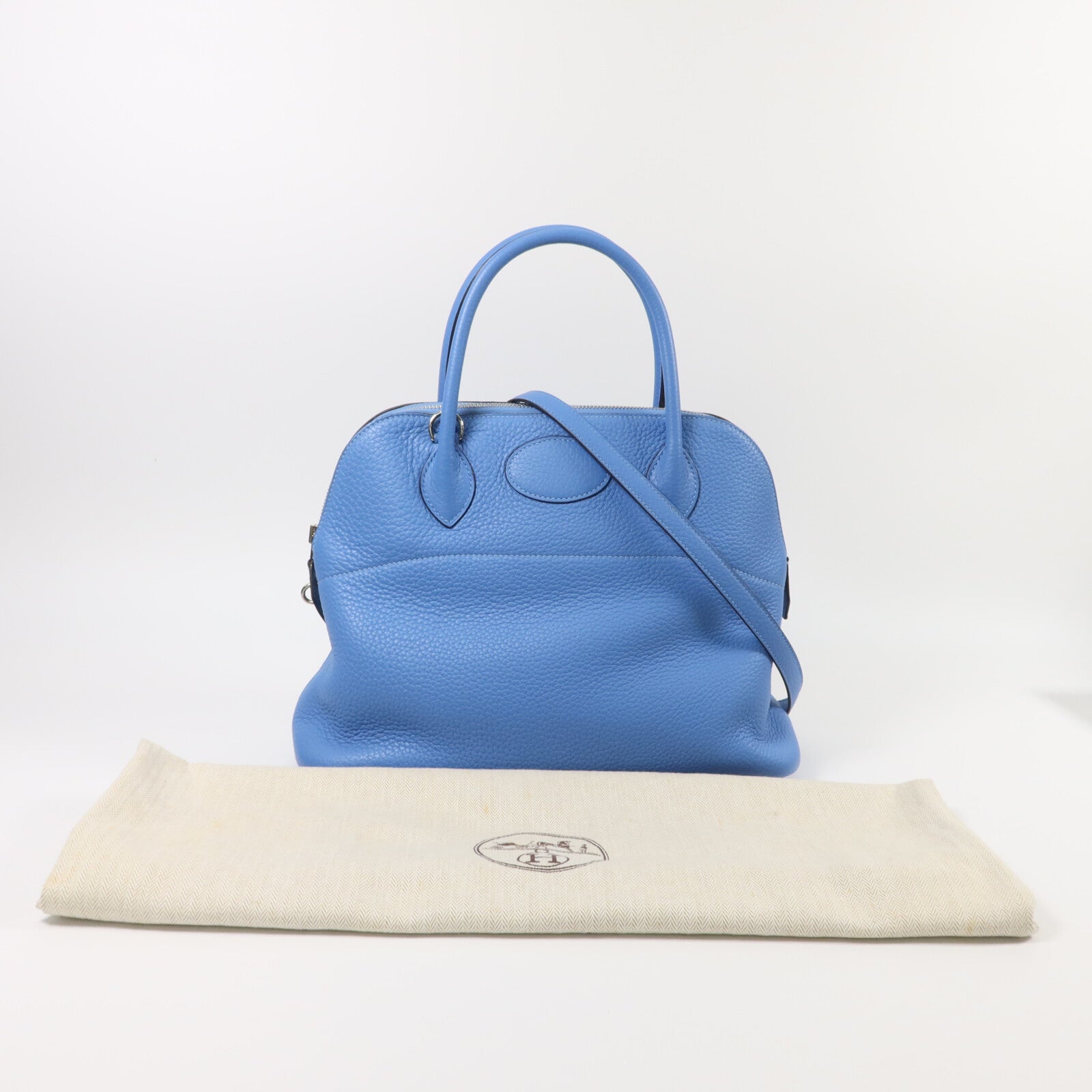 HERMES Clemence皮革Bolide 31手挽肩背兩用袋Bleu Paradis