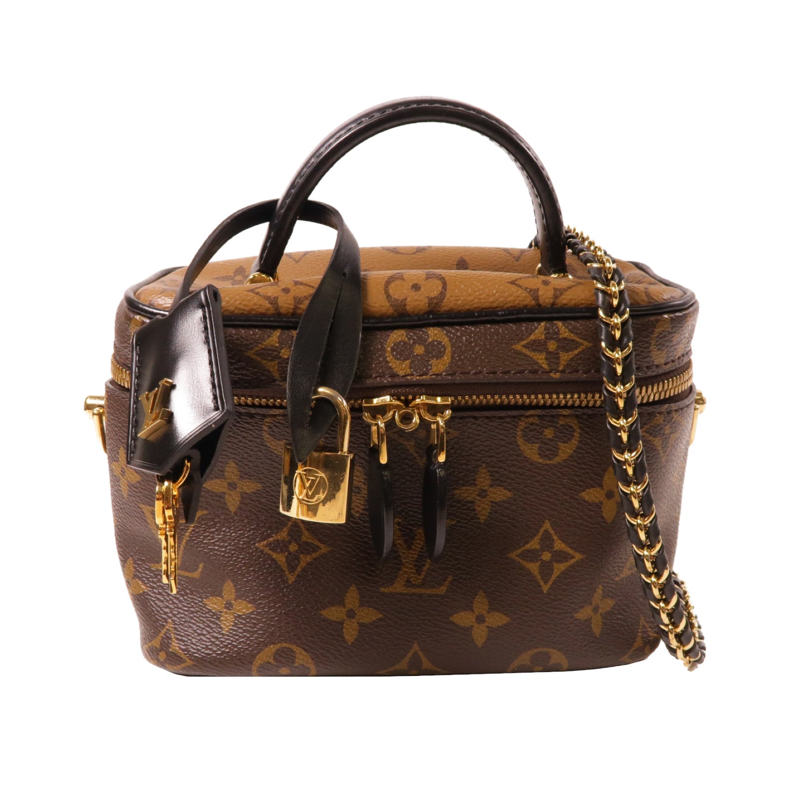 LOUIS VUITTON Monogram Vanity PM金扣手挽肩背兩用袋啡色